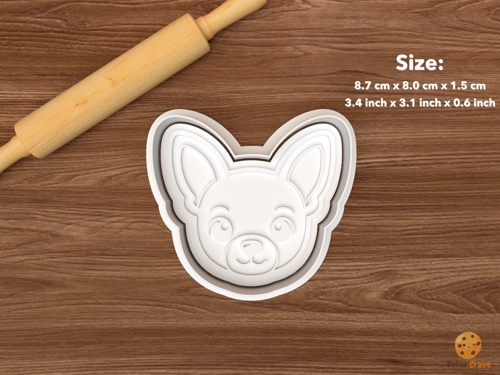 Chihuahua Dog Cookie Cutter Set STL File - single chihuahua dog face