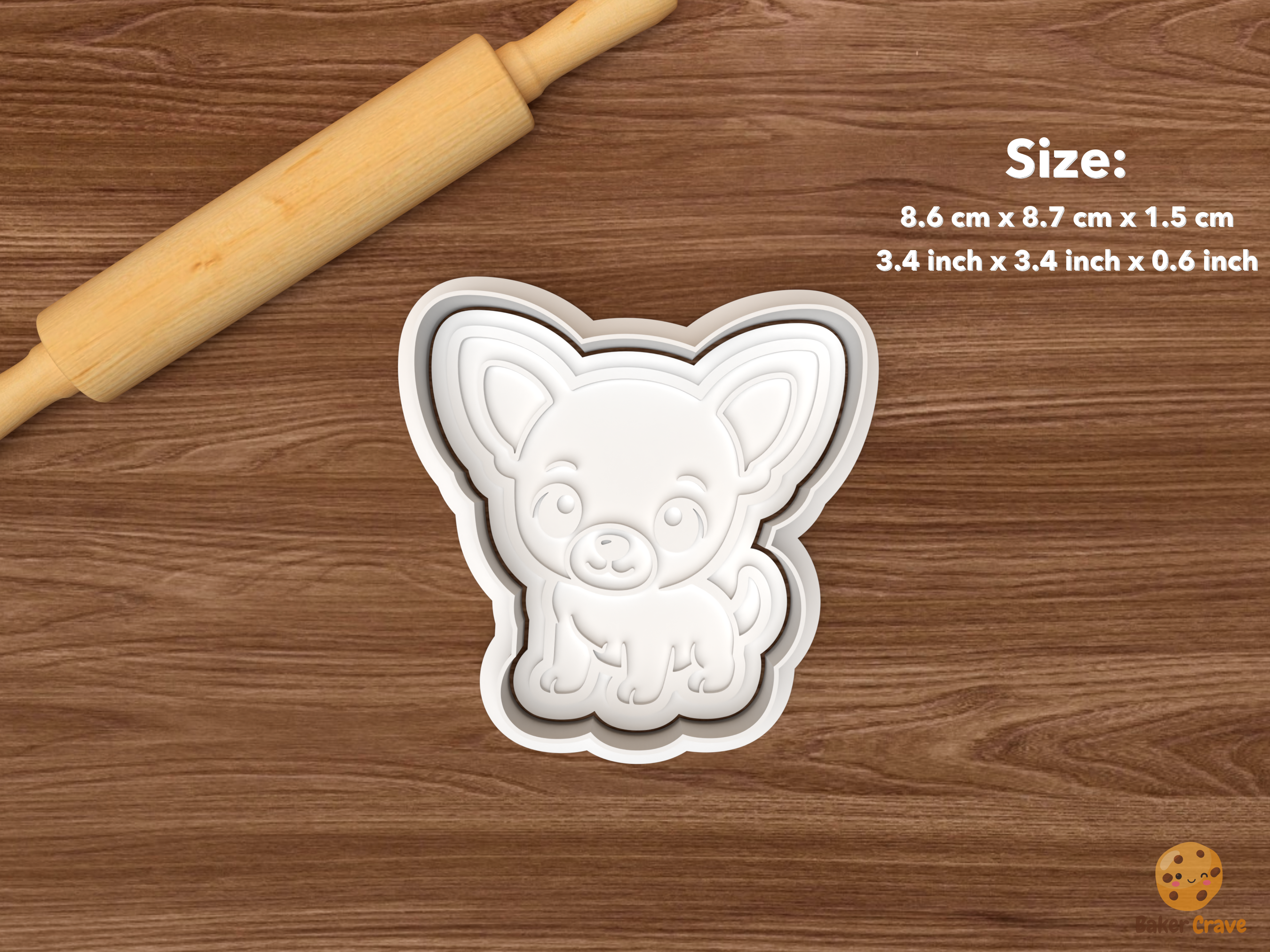 Chihuahua Dog Cookie Cutter Set STL File - single chihuahua puppy