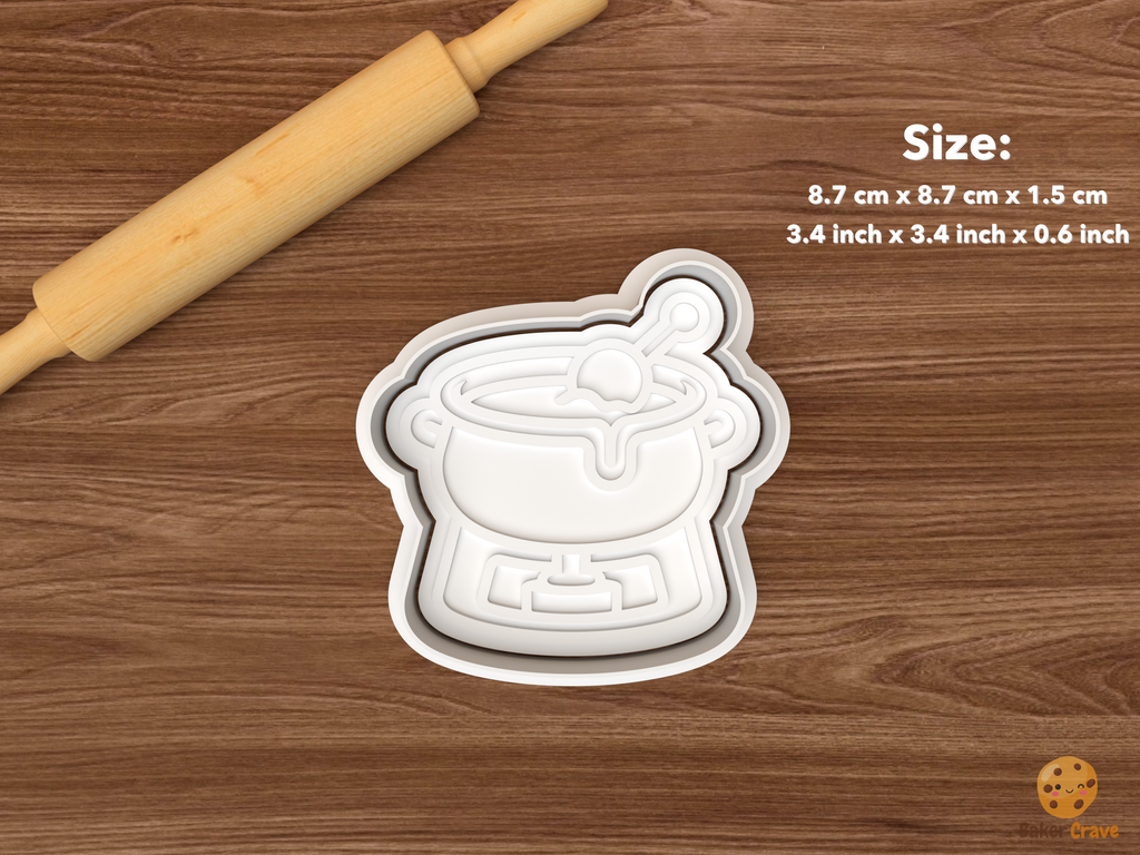 Chocolate Shop Cookie Cutter Set STL File - single chocolate fondue pot