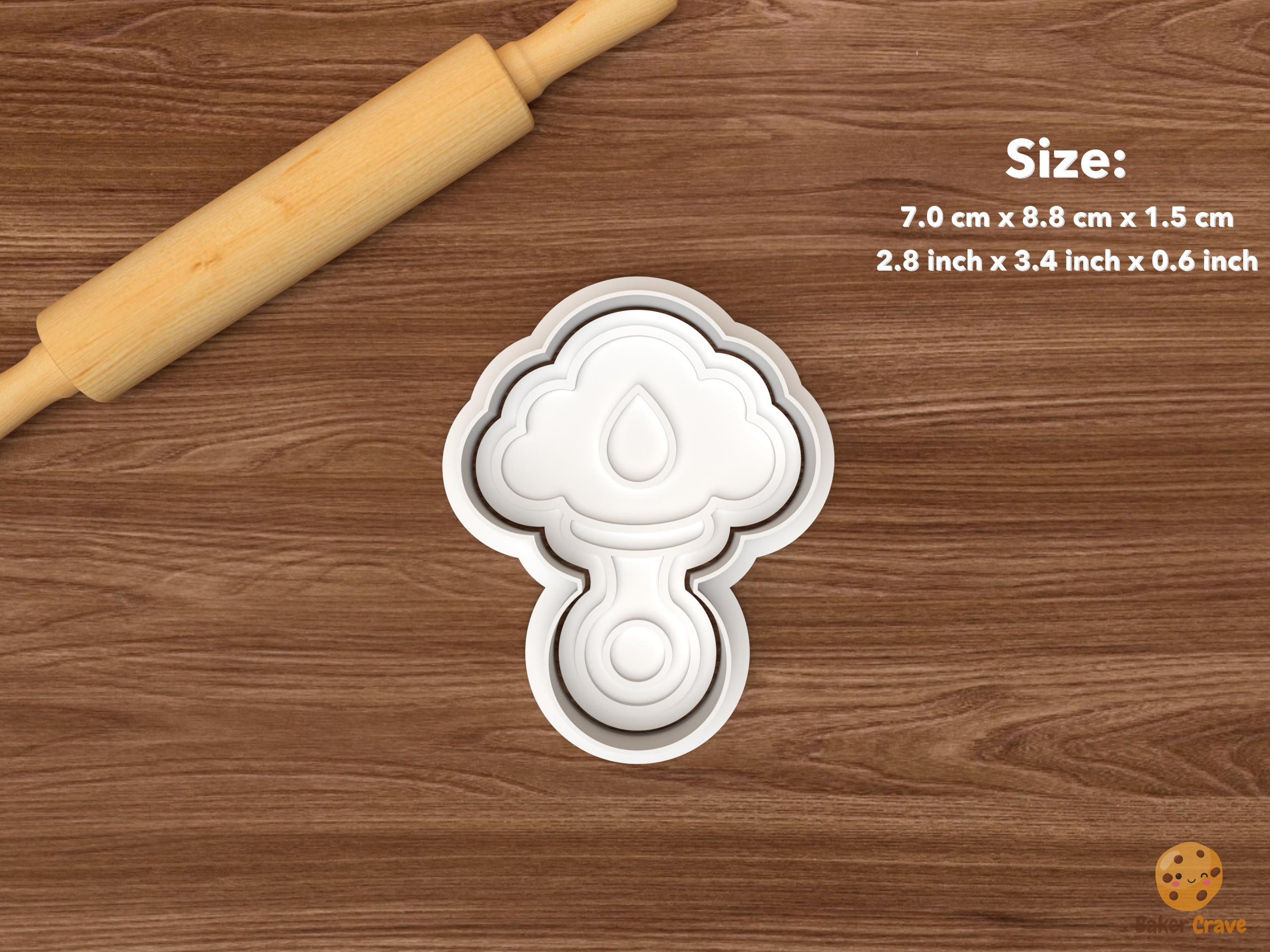 Baby Sprinkle Cookie Cutter Set STL File - single cloud rattle with raindrop