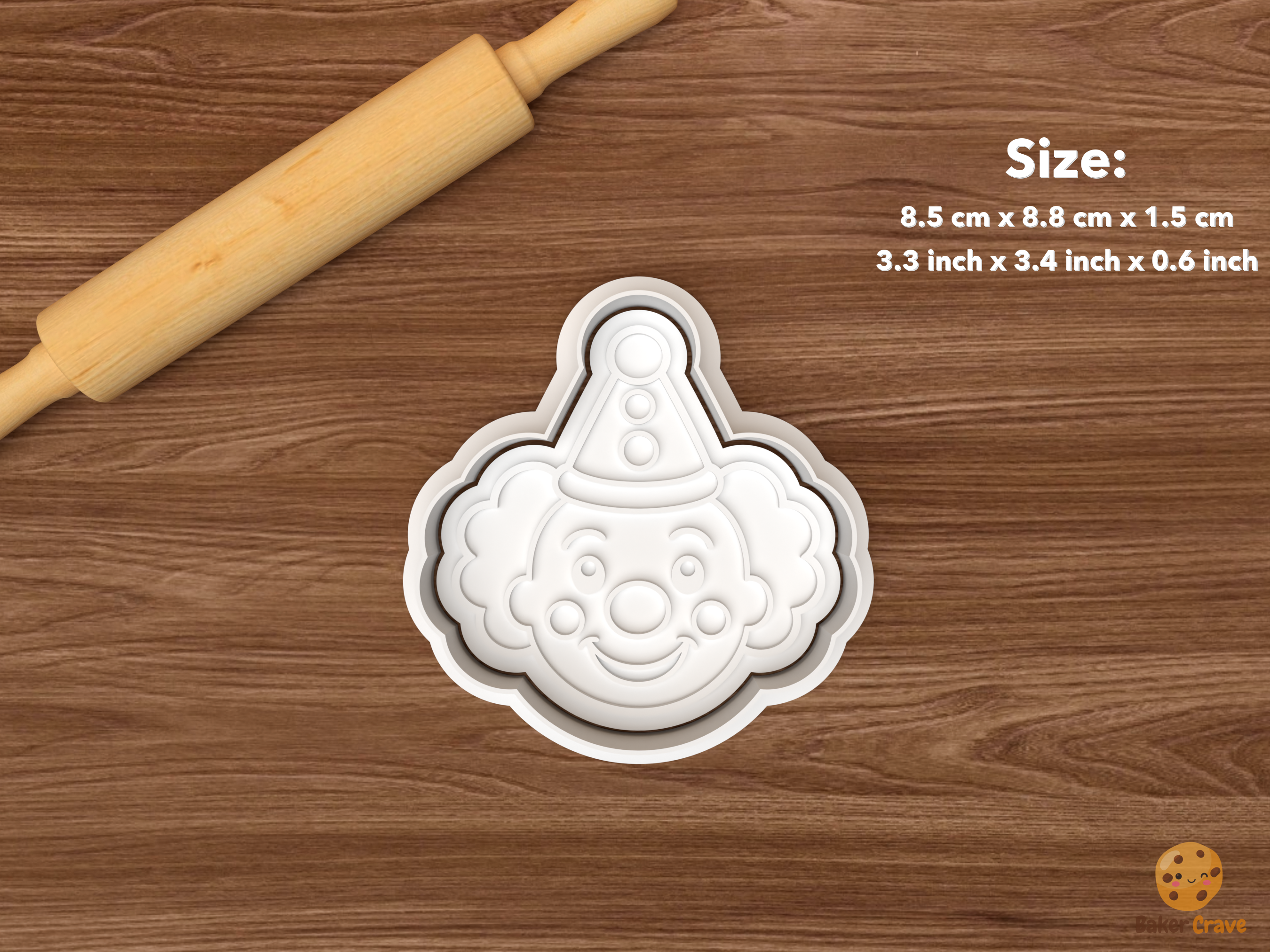 Clown Cookie Cutter Set STL File - single clown face