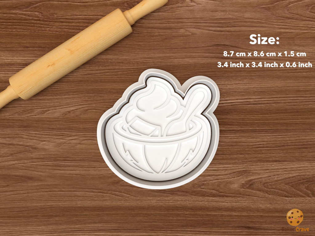 Coconut Tropical Cookie Cutter Set STL File - single coconut bowl with spoon
