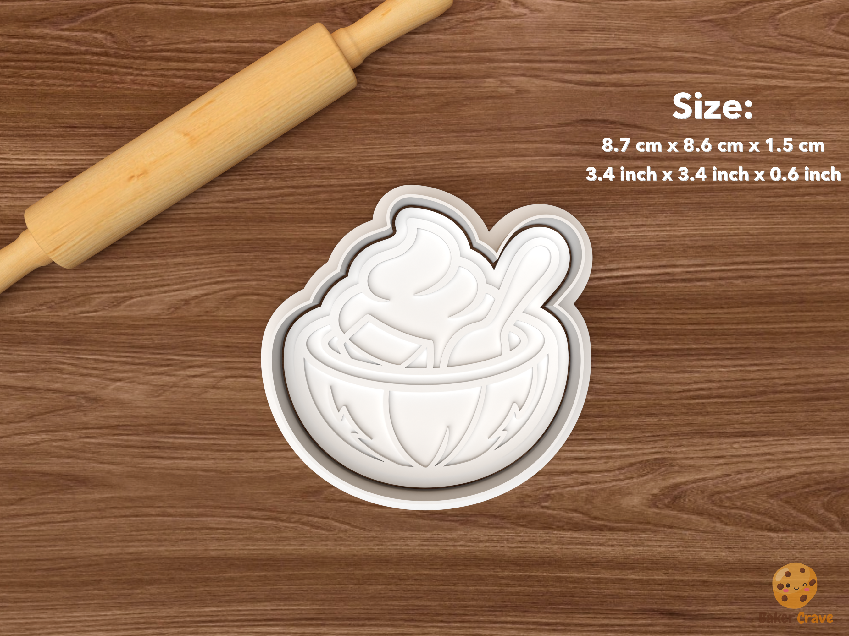 Coconut Tropical Cookie Cutter Set STL File - single coconut bowl with spoon