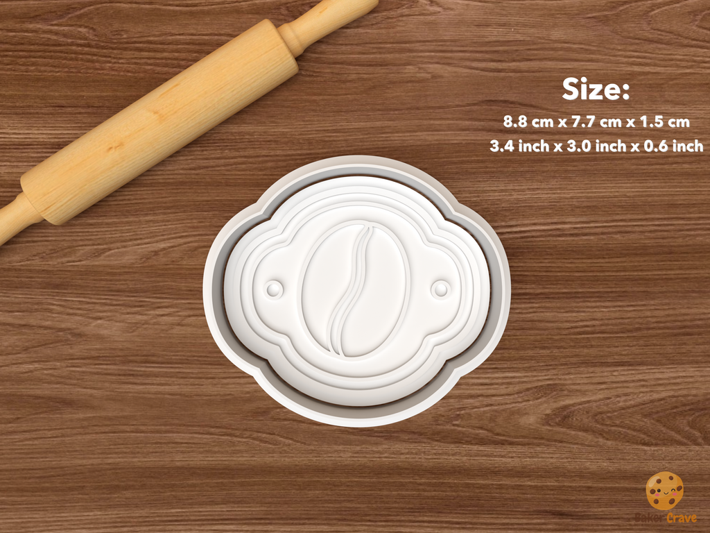 Coffee Shop Cookie Cutter Set STL File - single coffee bean plaque