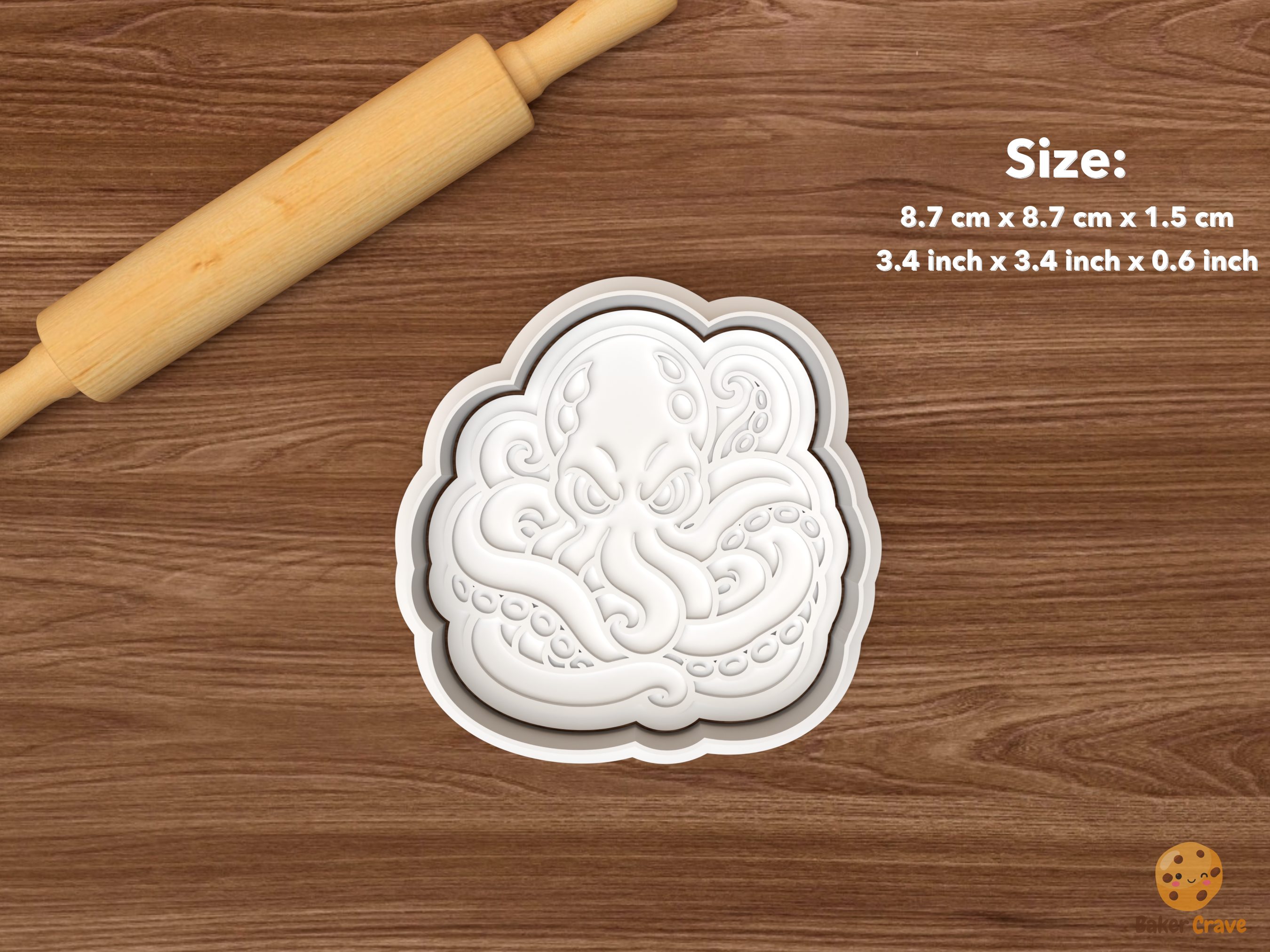 Halloween Kraken Cookie Cutter Set STL File - single coiled tentacle kraken