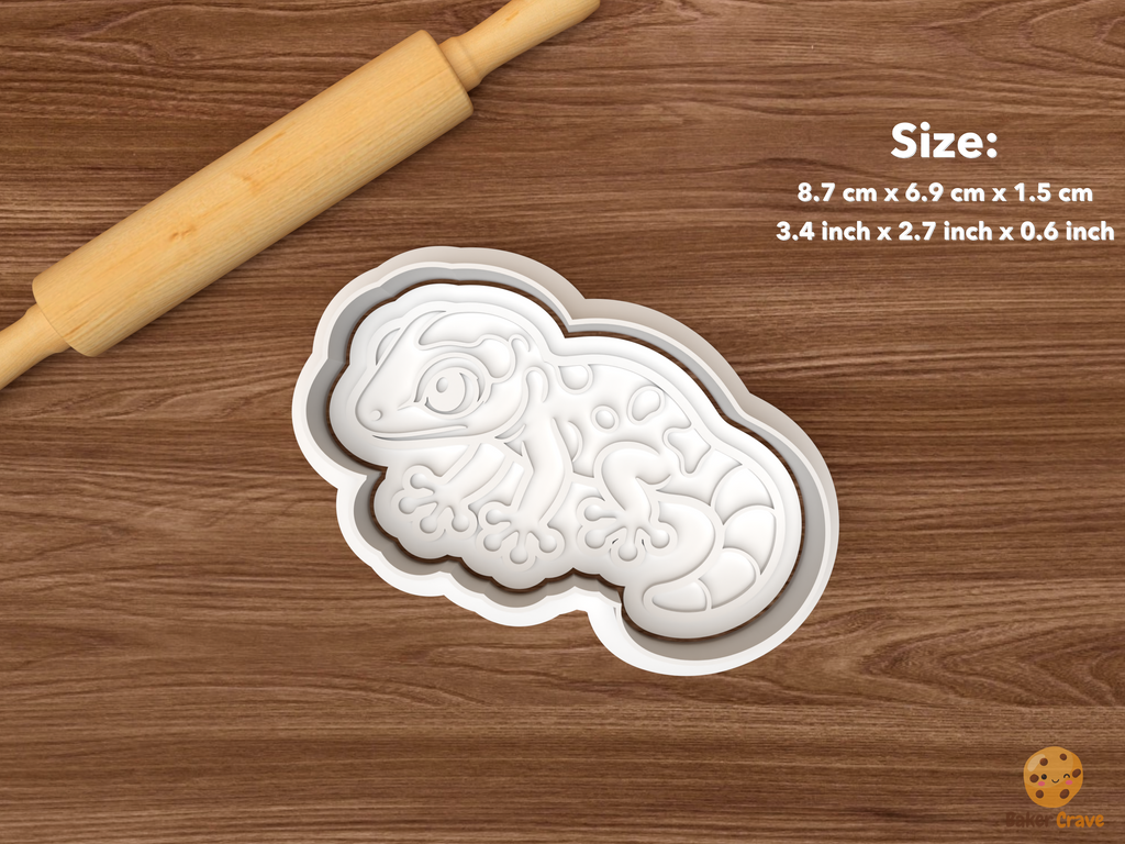 Gecko Cookie Cutter Set STL File - single crawling gecko