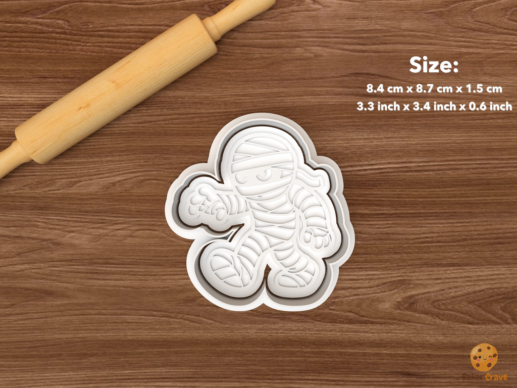 Halloween Mummy Cookie Cutter Set STL File - single creeping mummy