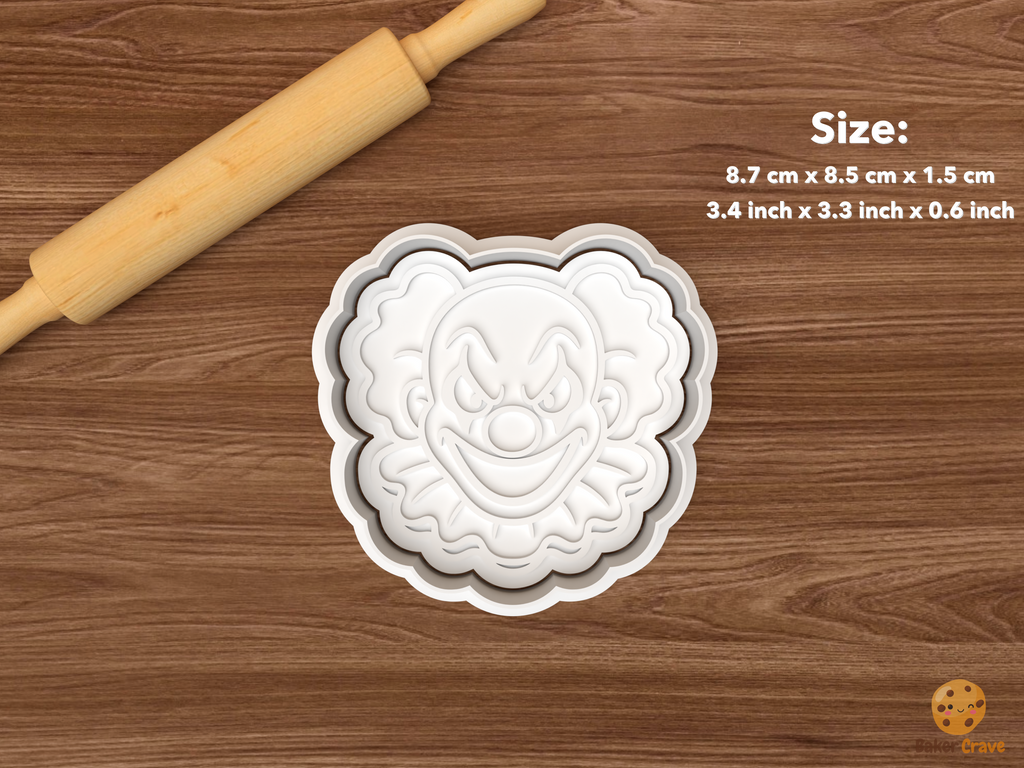 Halloween Creepy Clown Cookie Cutter Set STL File - single creepy clown face