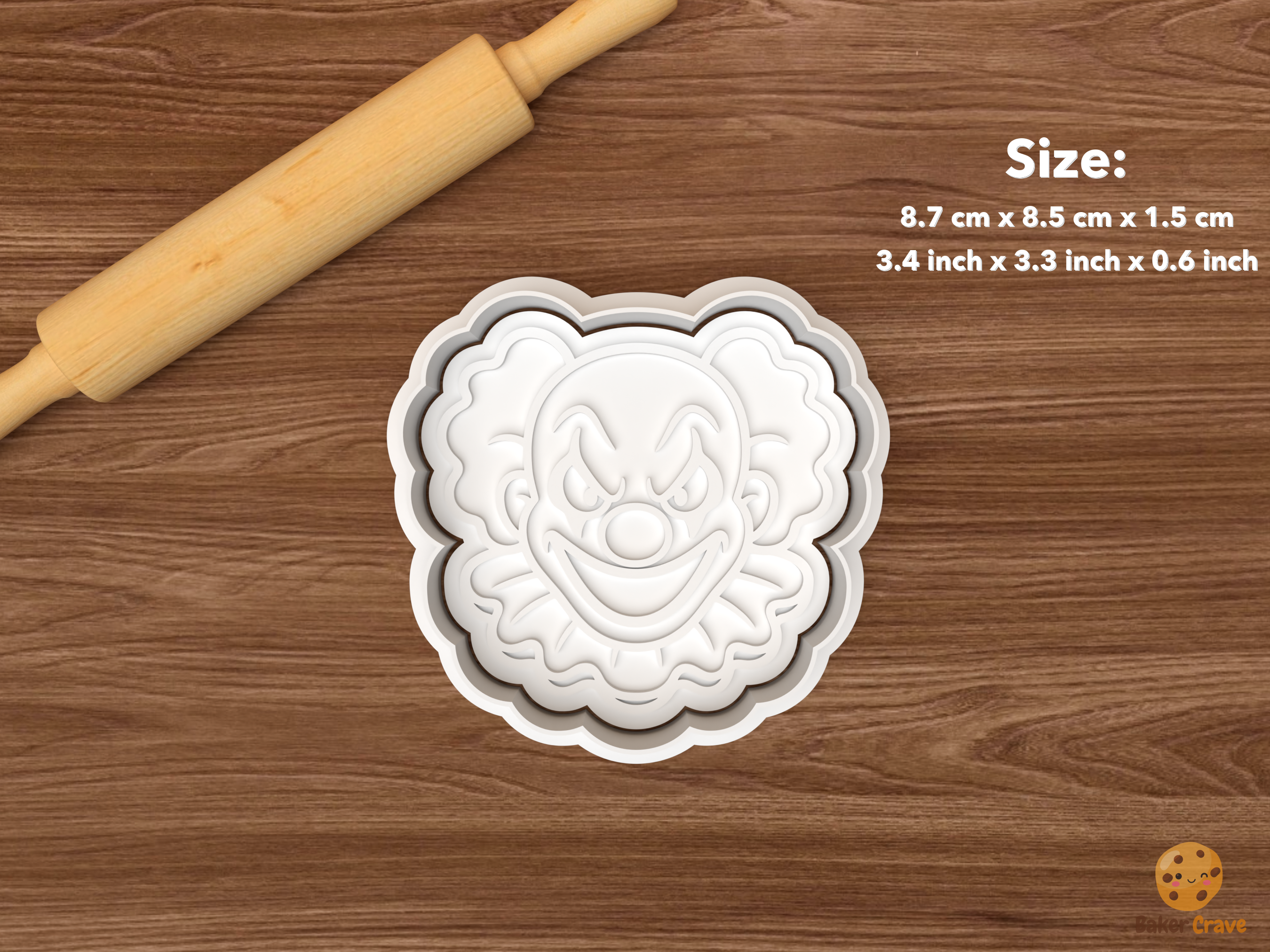 Halloween Creepy Clown Cookie Cutter Set STL File - single creepy clown face