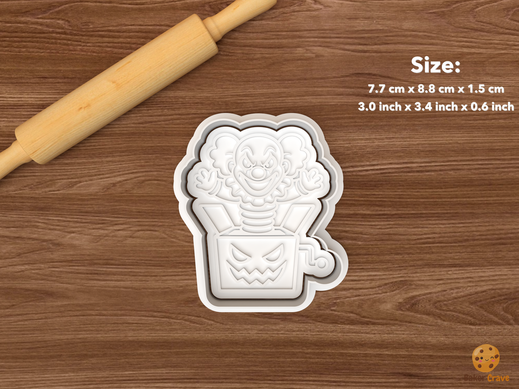 Halloween Creepy Clown Cookie Cutter Set STL File - single creepy clown jack in the box