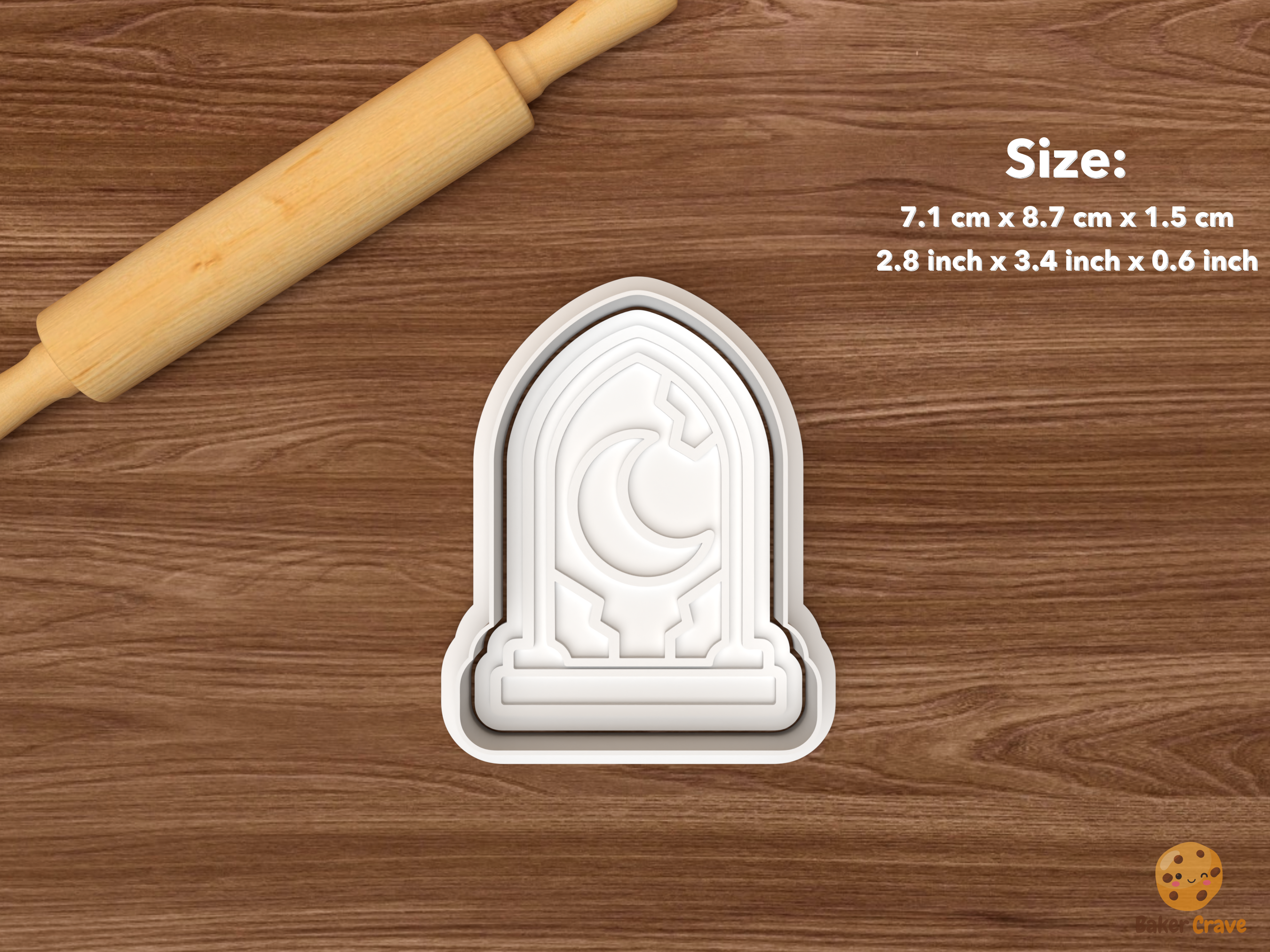 Halloween Tombstone Cookie Cutter Set STL File - single crescent moon cracked tombstone
