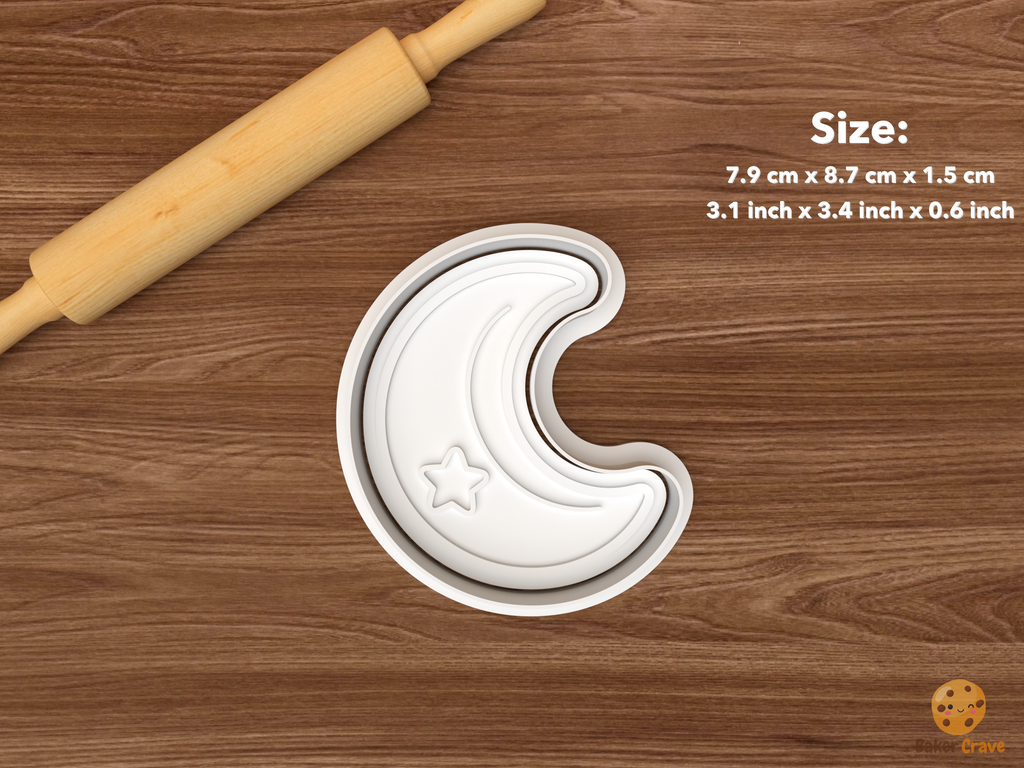 Whimsical Opossum Woodland Cookie Cutter Set STL File - single crescent moon with star