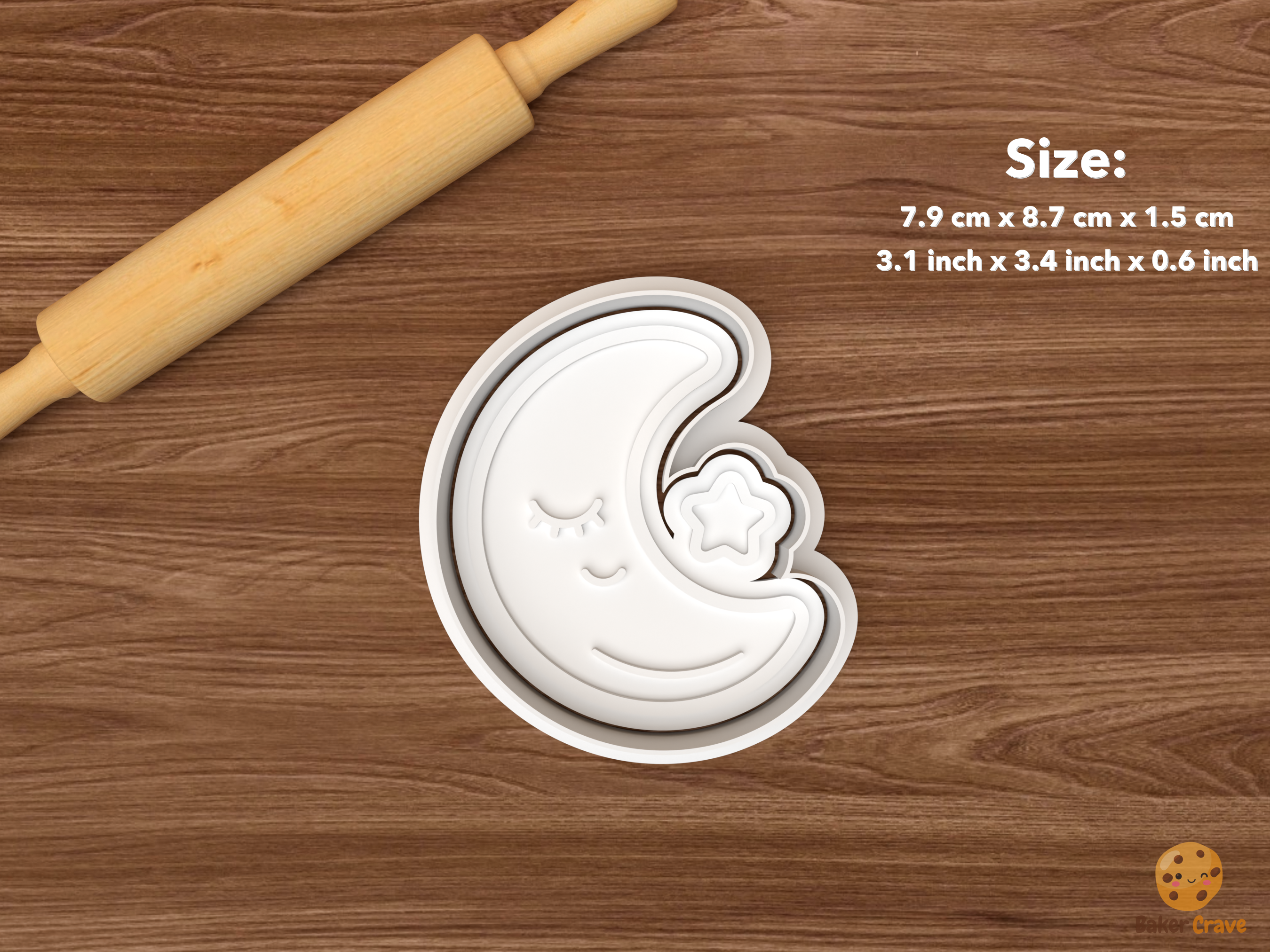 Sweet Dreams Baby Cookie Cutter Set STL File - single crescent moon