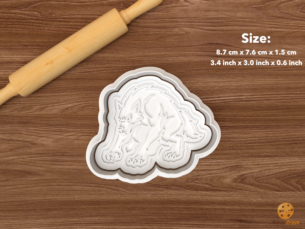 Halloween Werewolf Cookie Cutter Set STL File - single crouching werewolf