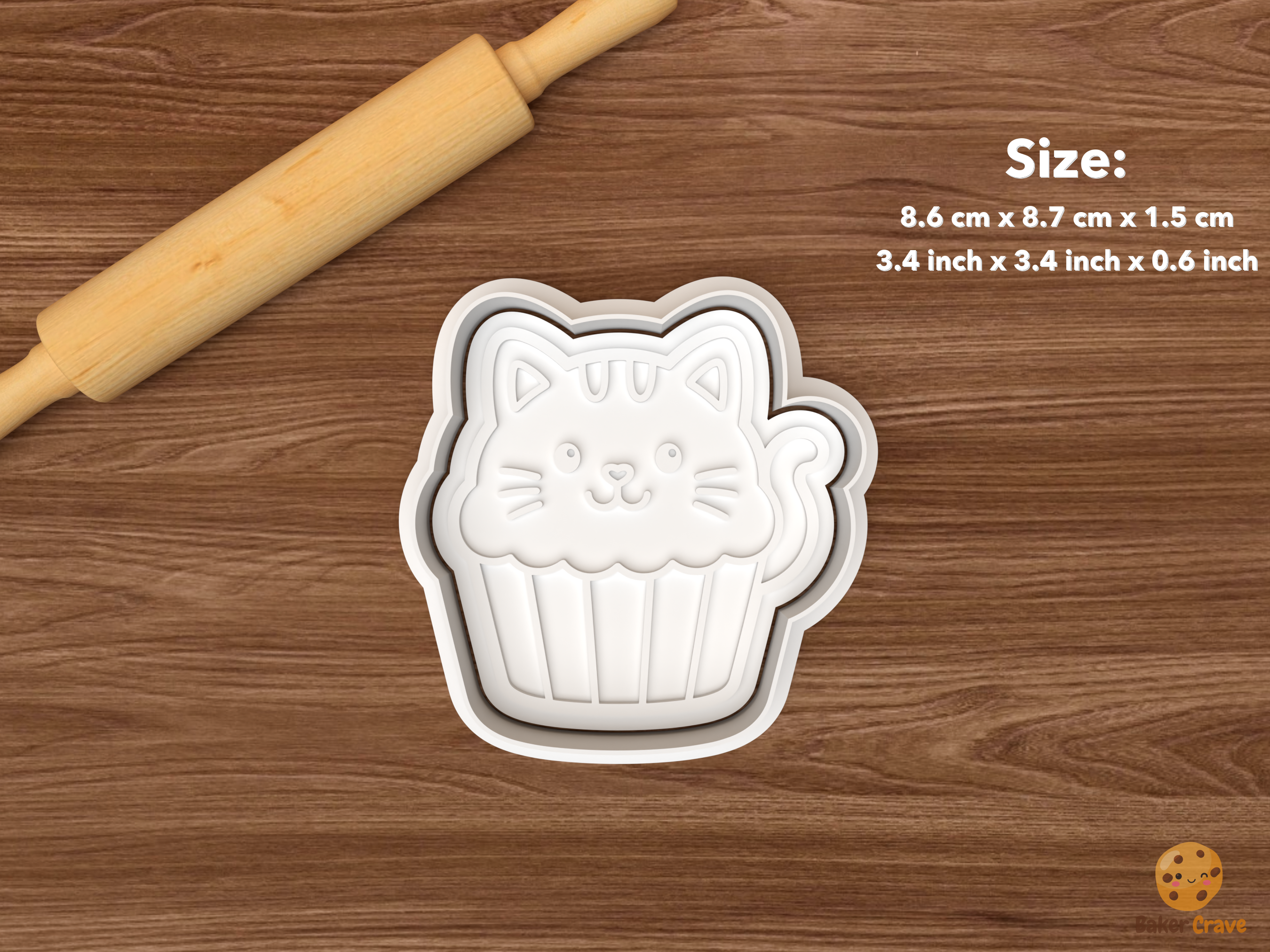 Party Animals Cookie Cutter Set STL File - single cupcake cat