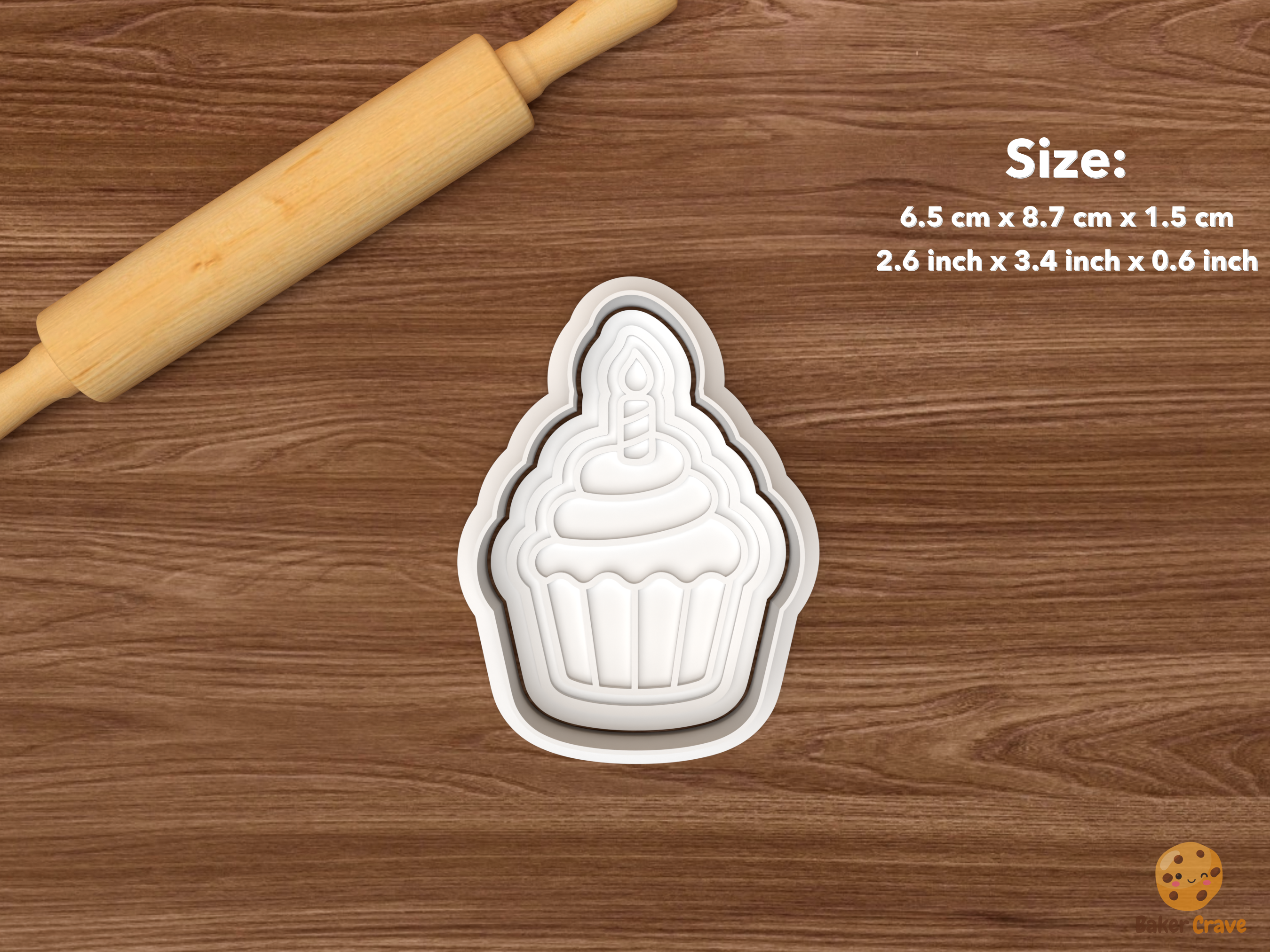 First Birthday Cookie Cutter Set STL File - single cupcake