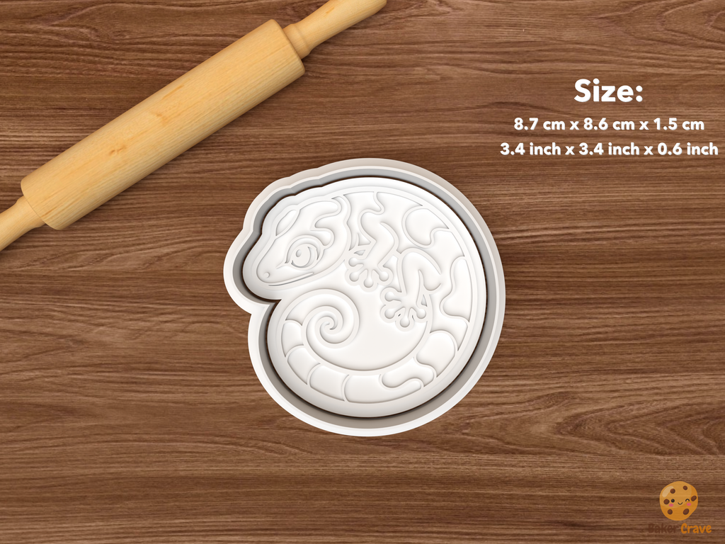Gecko Cookie Cutter Set STL File - single curled gecko