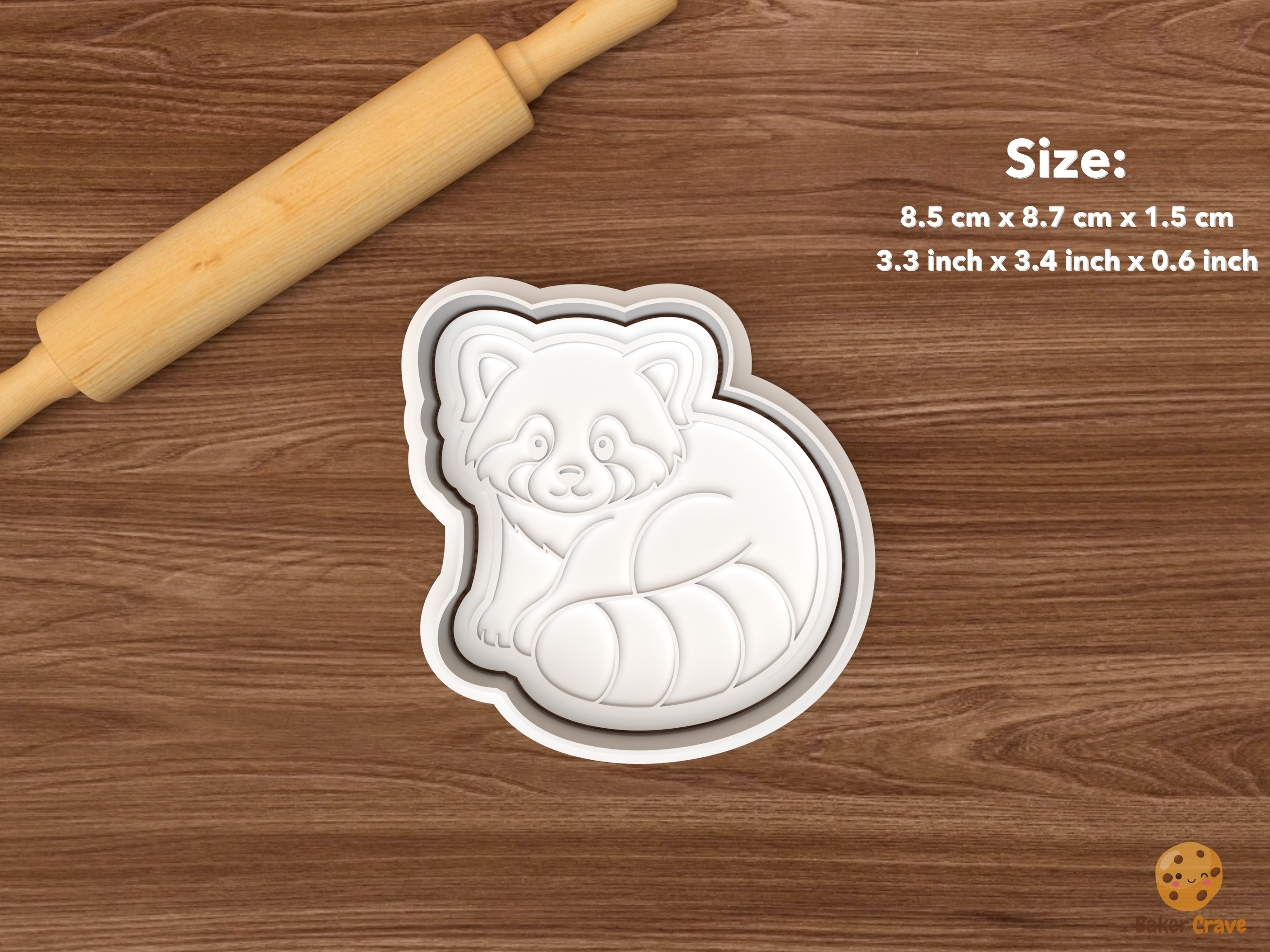 Red Panda Cookie Cutter Set STL File - single curled tail red panda