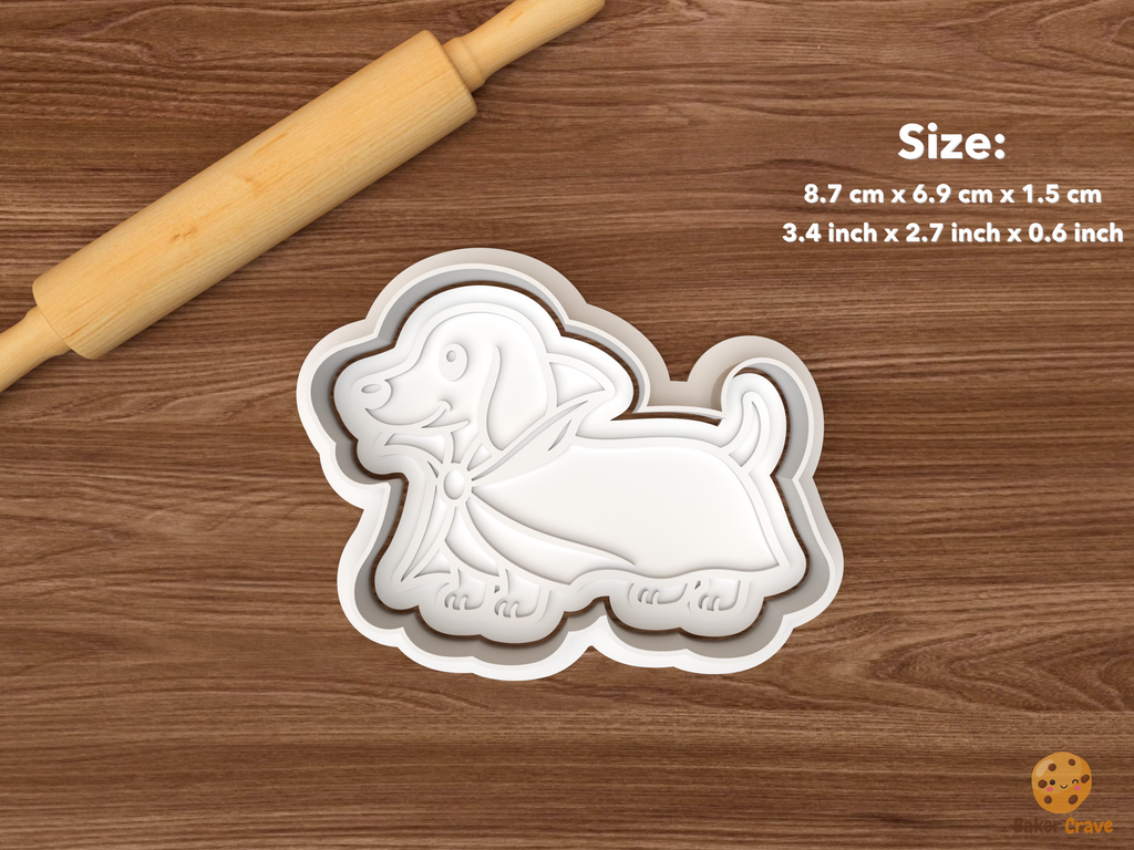 Halloween Dachshund Dog Cookie Cutter Set STL File - single dachshund vampire cape