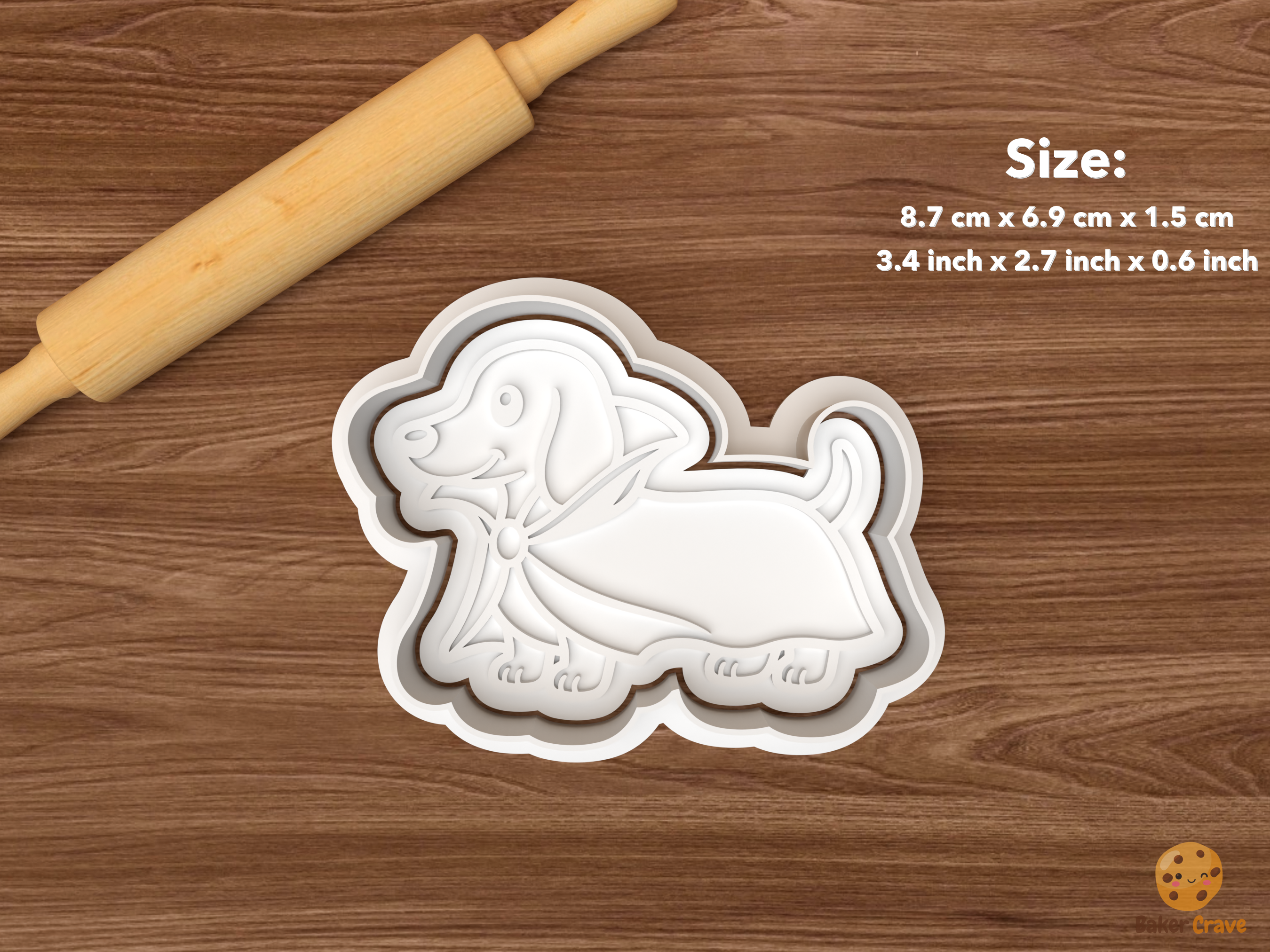 Halloween Dachshund Dog Cookie Cutter Set STL File - single dachshund vampire cape