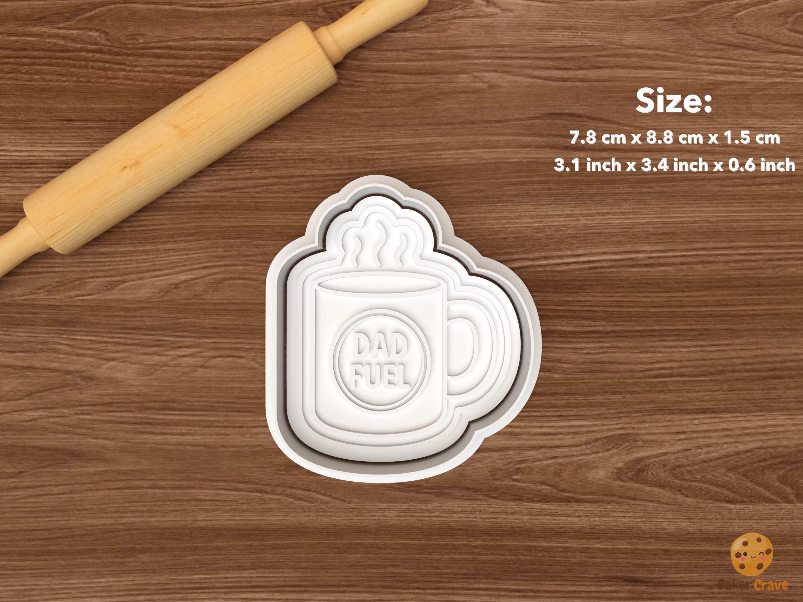 Dad Fuel Coffee Cookie Cutter Set STL File - single dad fuel mug