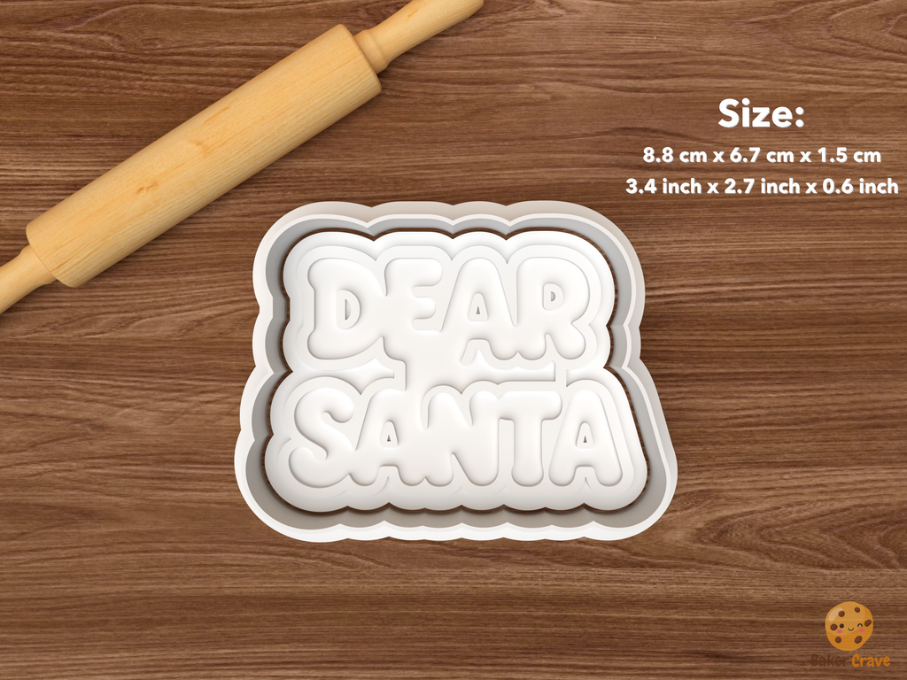 Dear Santa Christmas Words Cookie Cutter Set STL File