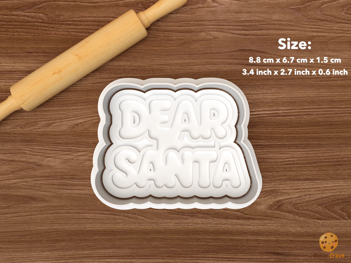 Dear Santa Christmas Words Cookie Cutter Set STL File