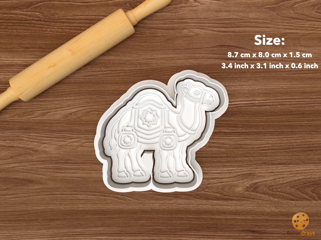 Three Kings Christmas Cookie Cutter Set STL File - single decorated camel