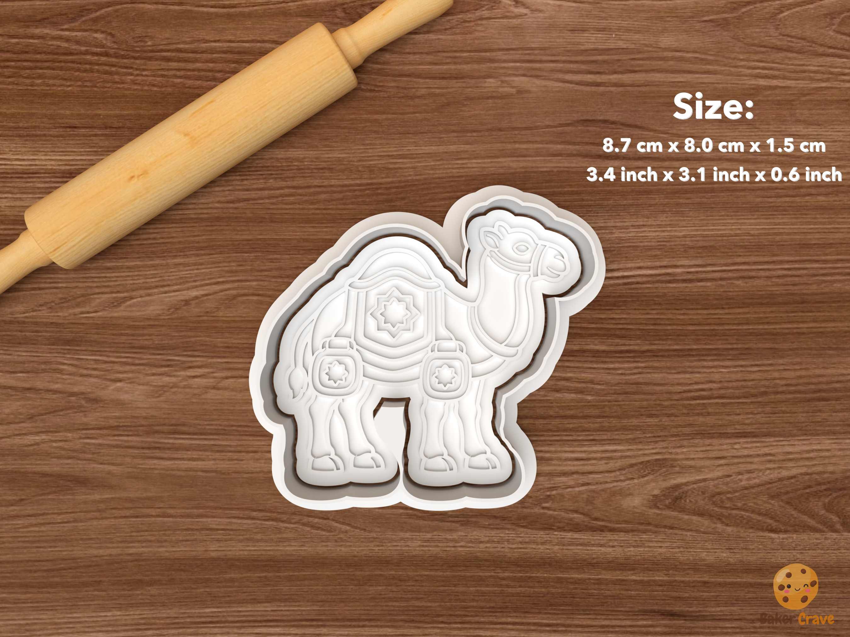 Three Kings Christmas Cookie Cutter Set STL File - single decorated camel