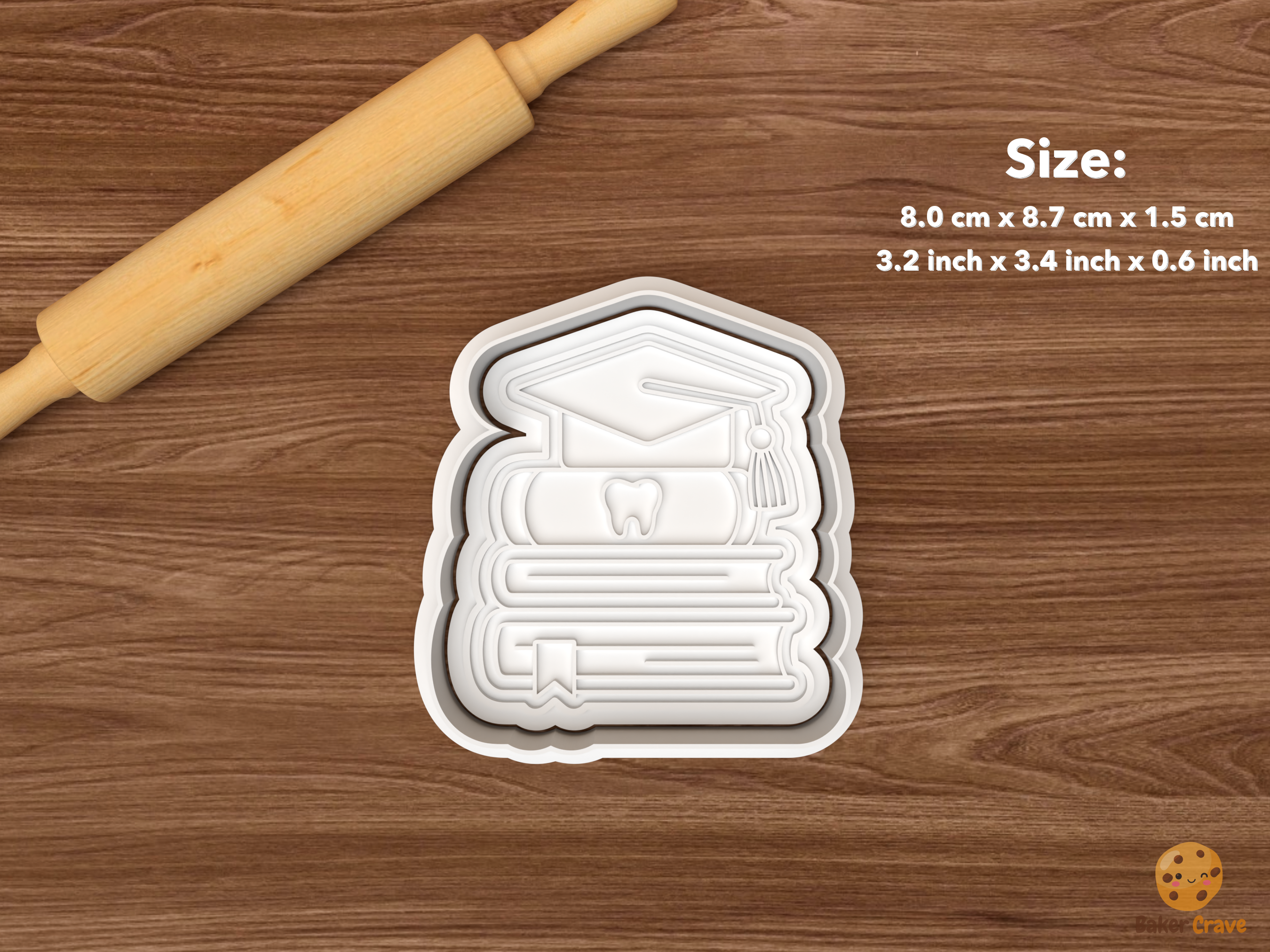 DDS Dental Graduation Cookie Cutter Set STL File - single dental books stack