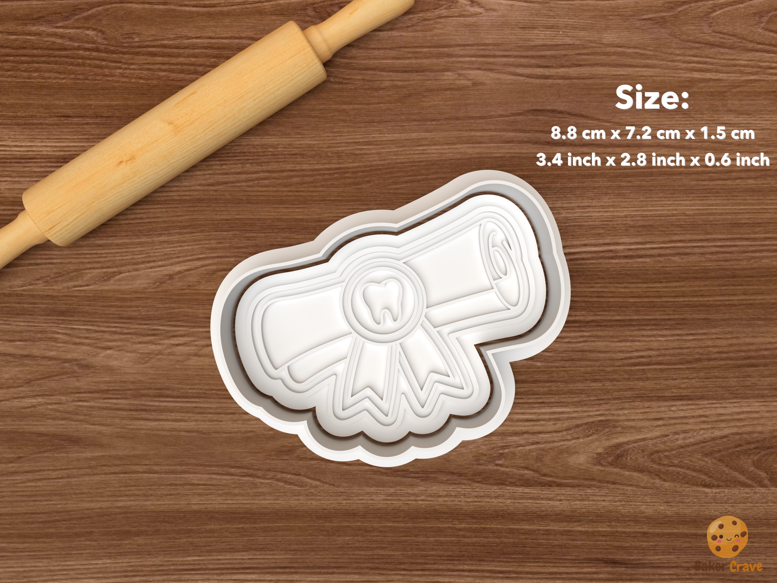 DDS Dental Graduation Cookie Cutter Set STL File - single dental diploma ribbon