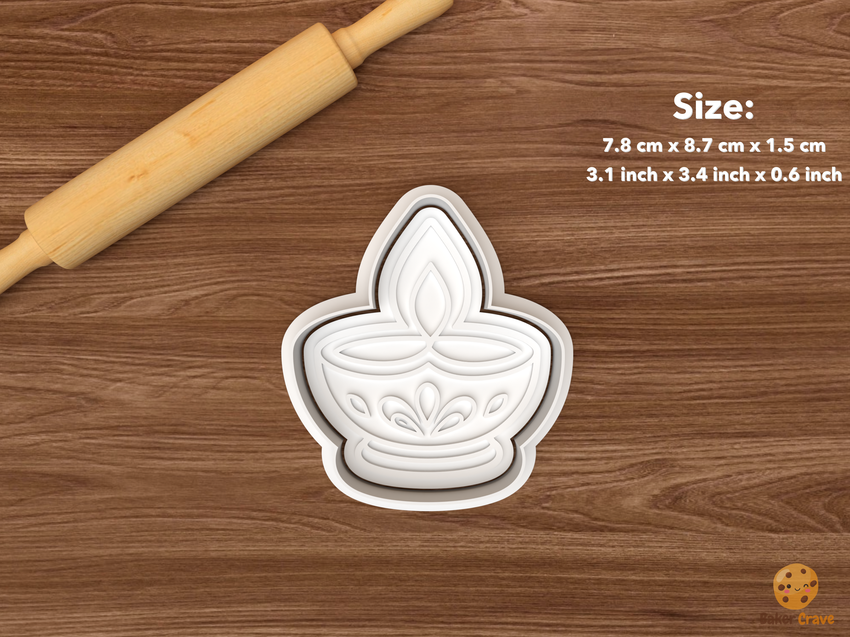 Diwali Treats Cookie Cutter Set STL File - single diya lamp