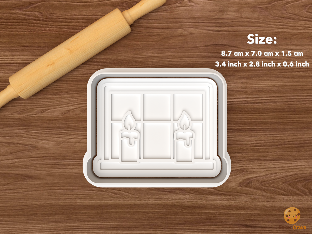 Christmas Window Candle Cookie Cutter Set STL File - single double candle wide window
