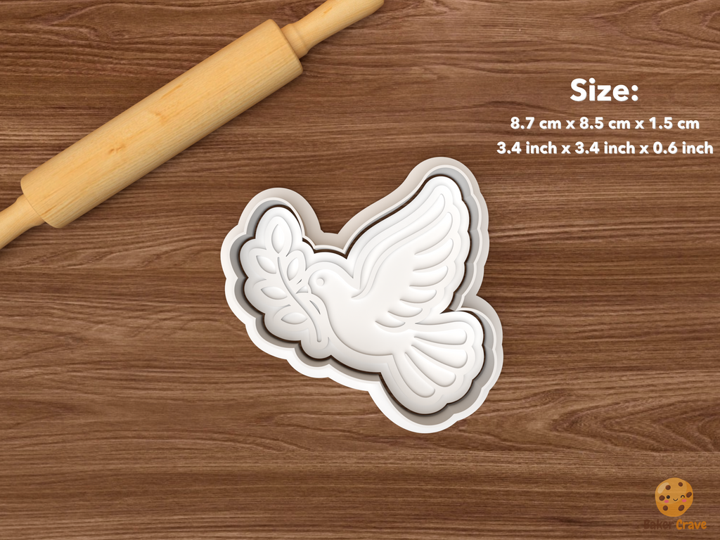 Peace Dove Cookie Cutter Set STL File - single dove carrying olive branch