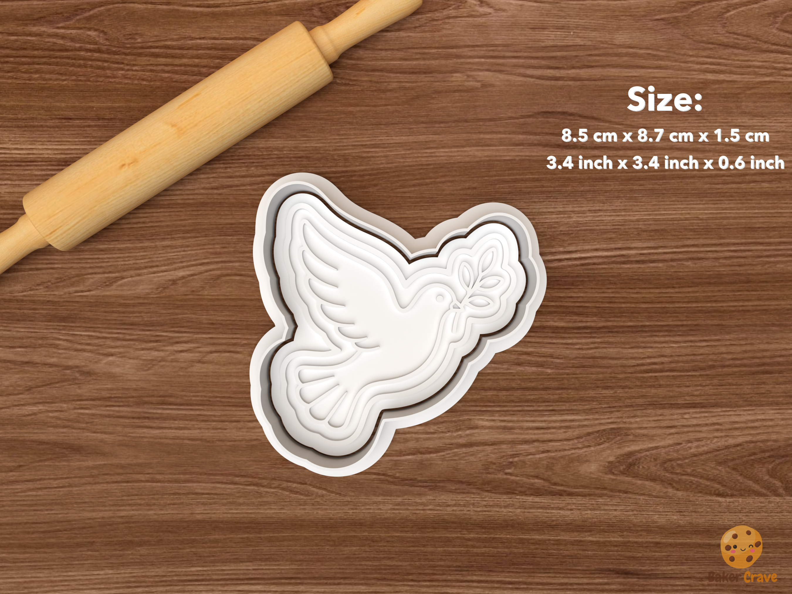 Holy Mary Religious Cookie Cutter Set STL File - single dove with olive branch