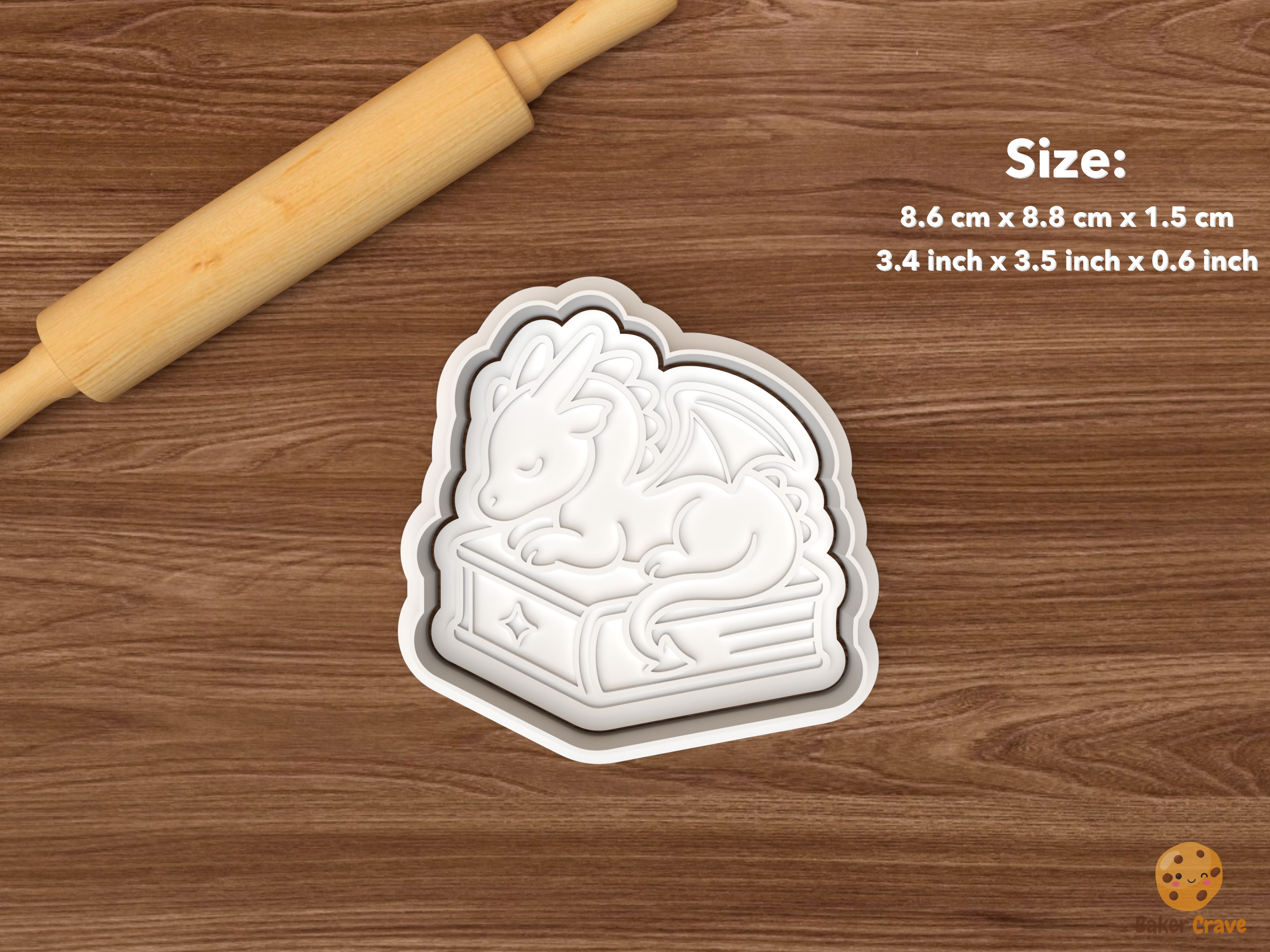 Romantasy Cookie Cutter Set STL File - single dragon on book
