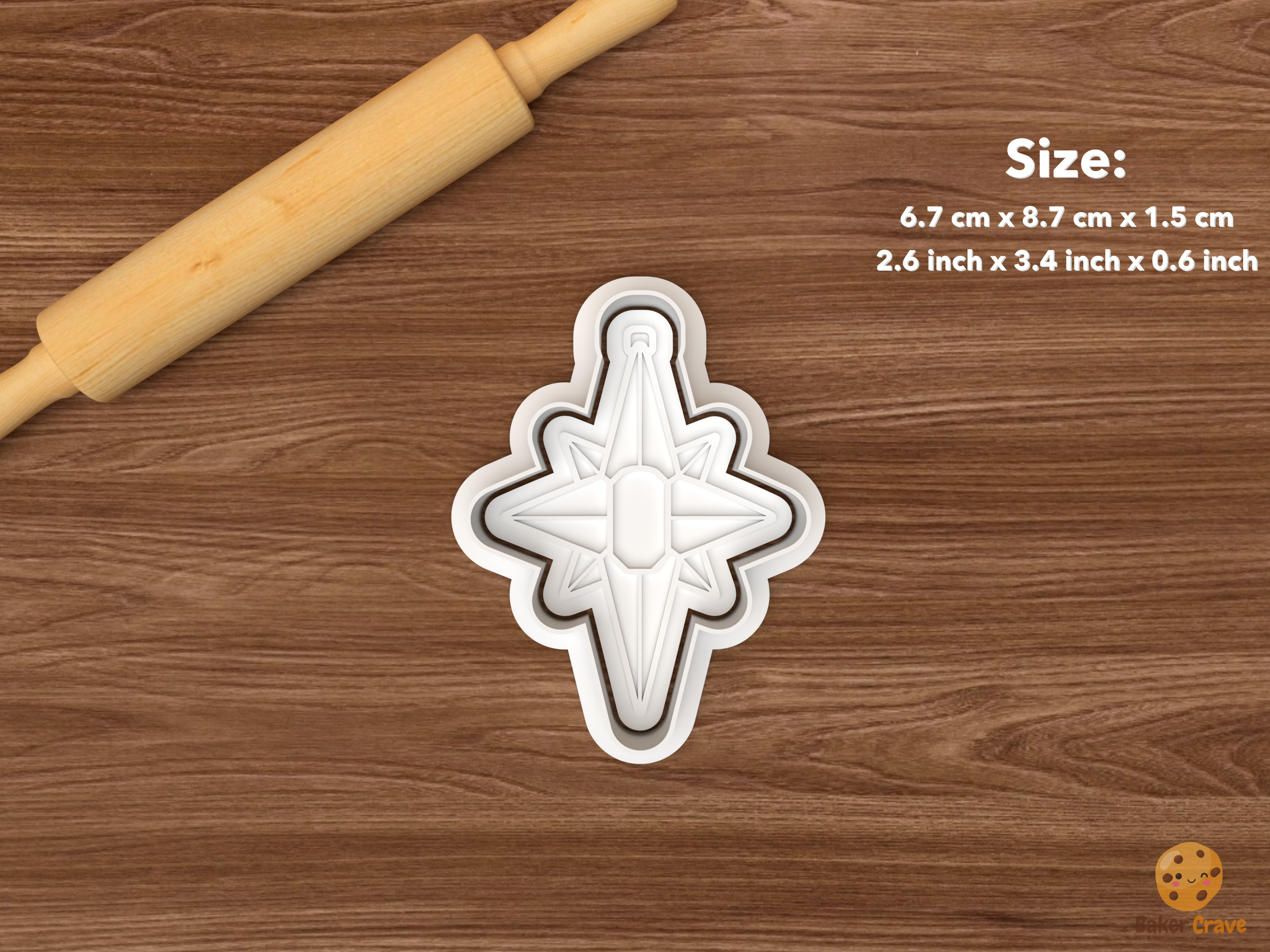 Moravian Star Christmas Cookie Cutter Set STL File - single elongated moravian star