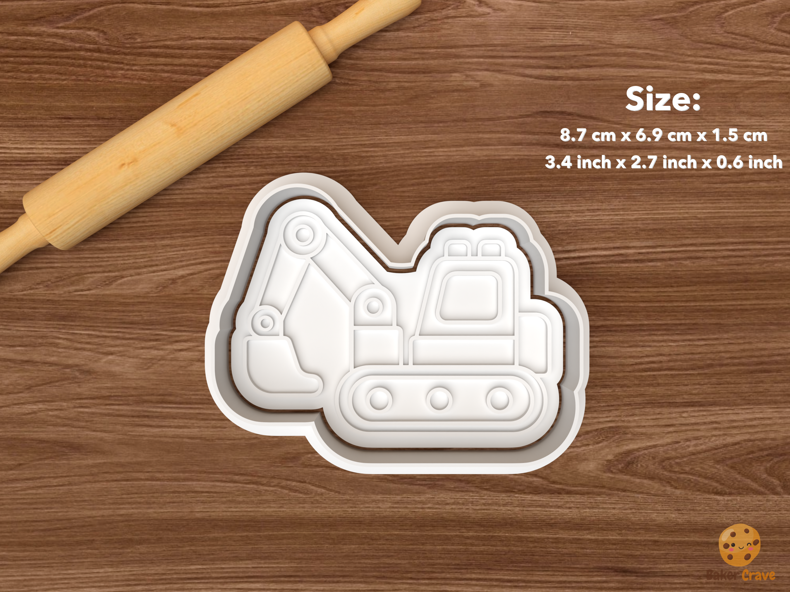 Toy Construction Vehicles Cookie Cutter Set STL File - single excavator