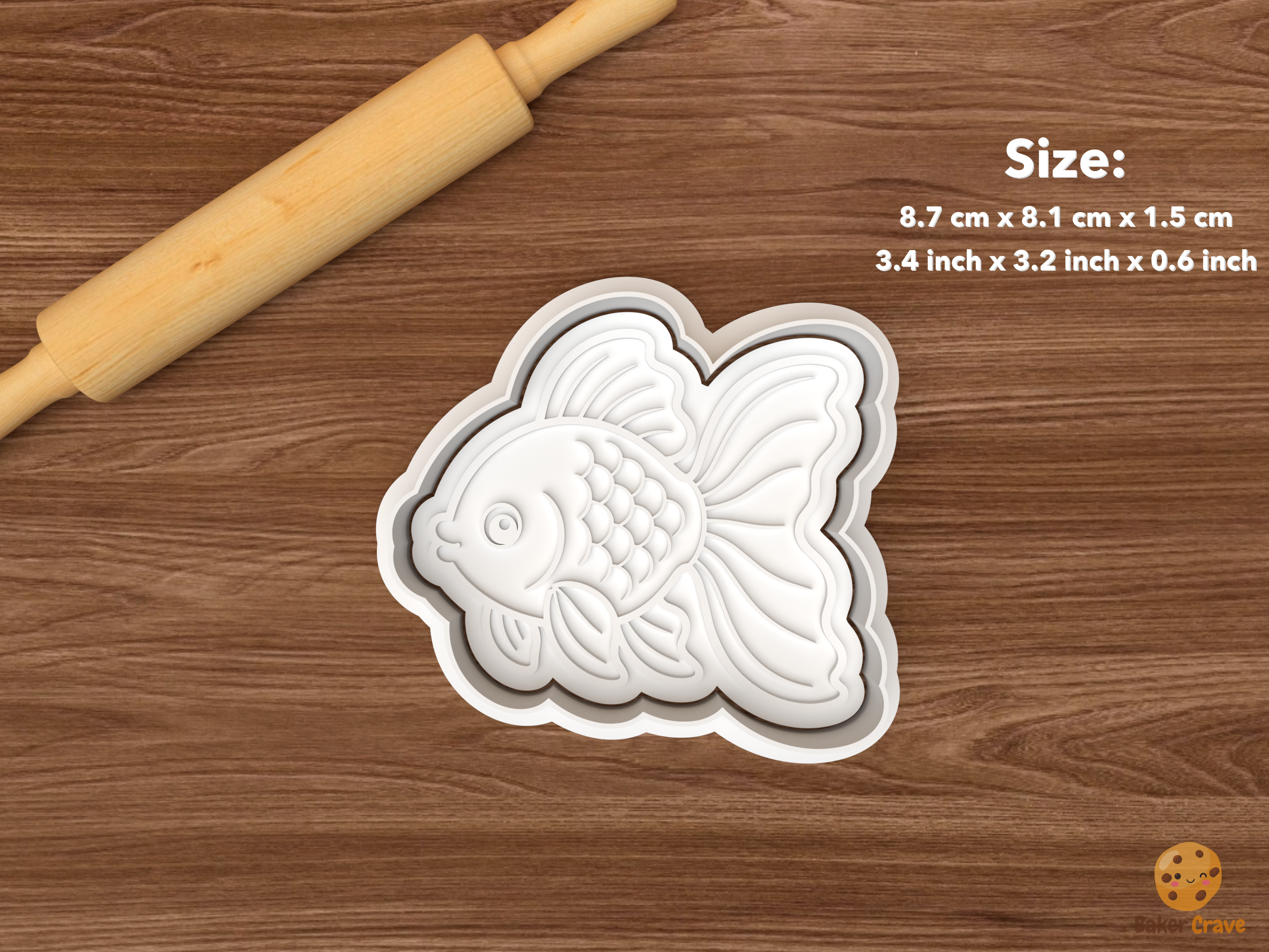 Ornamental Fish Cookie Cutter Set STL File - single fancy goldfish