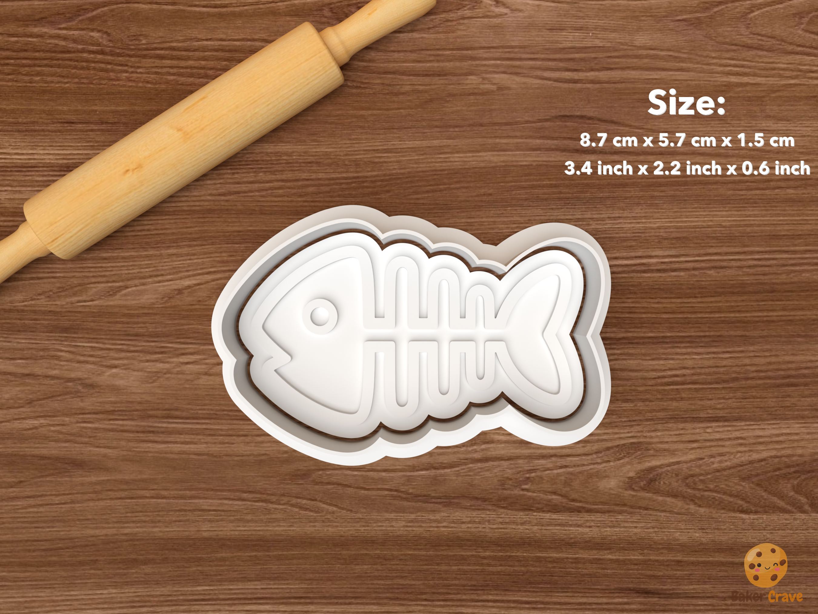 Cat Cookie Cutter Set STL File - single fish bone