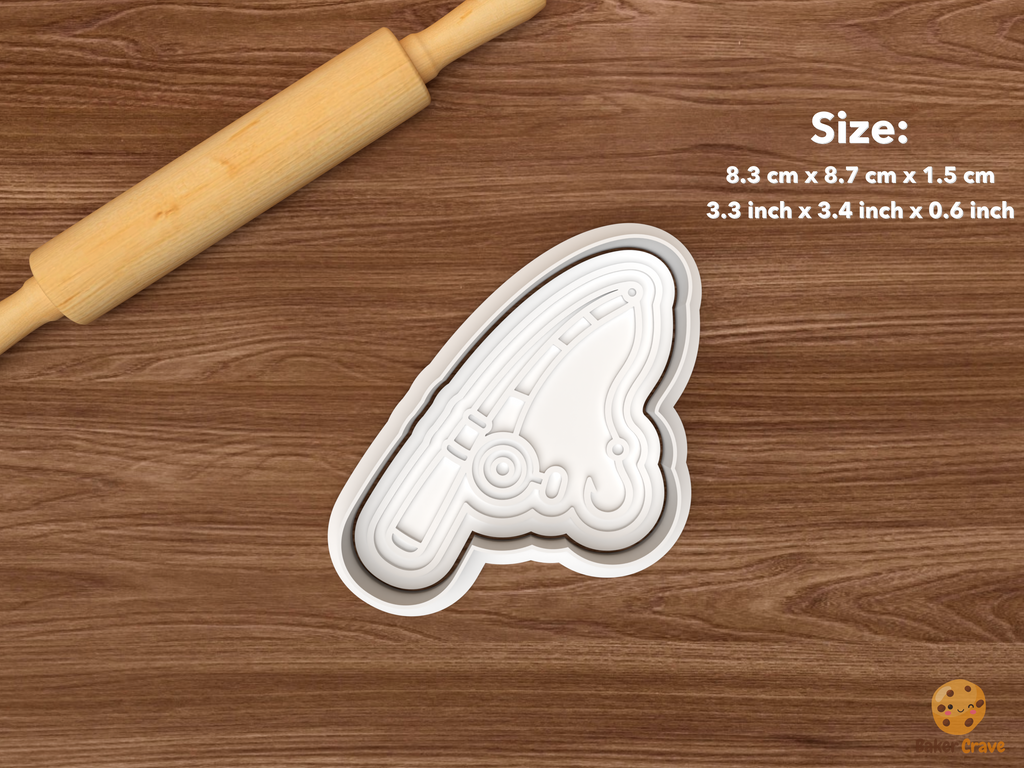 Lake Life Fishing Cookie Cutter Set STL File - single fishing rod