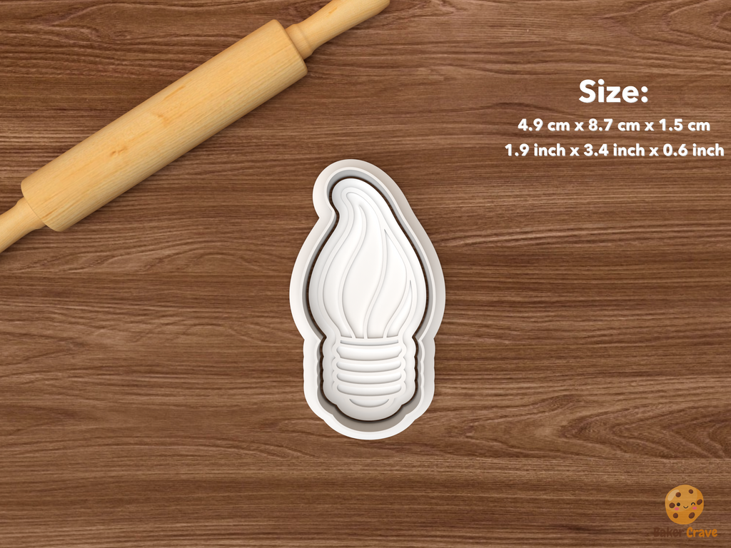 Christmas Light Bulbs Cookie Cutter Set STL File - single flame shaped christmas light bulb