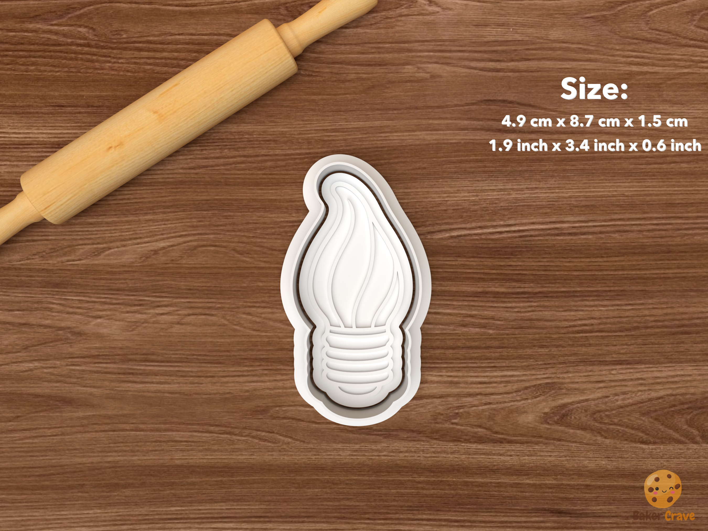 Christmas Light Bulbs Cookie Cutter Set STL File - single flame shaped christmas light bulb