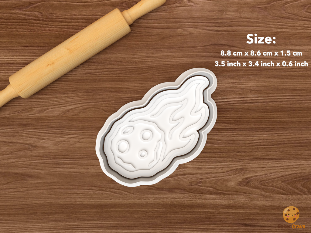 Rocket & Meteor Space Cookie Cutter Set STL File - single flaming meteorite