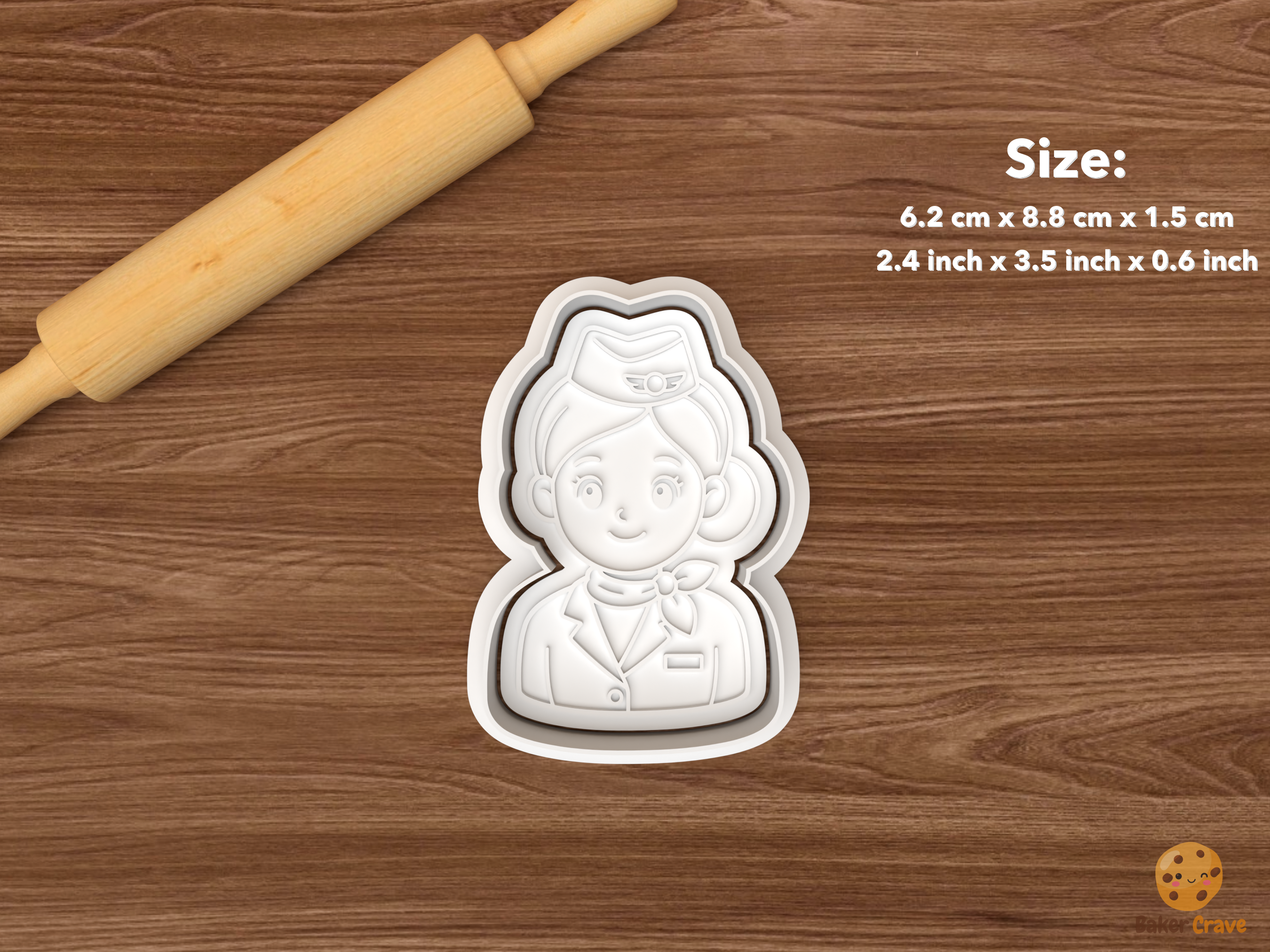 Aviation Travel Cookie Cutter Set STL File - single flight attendant