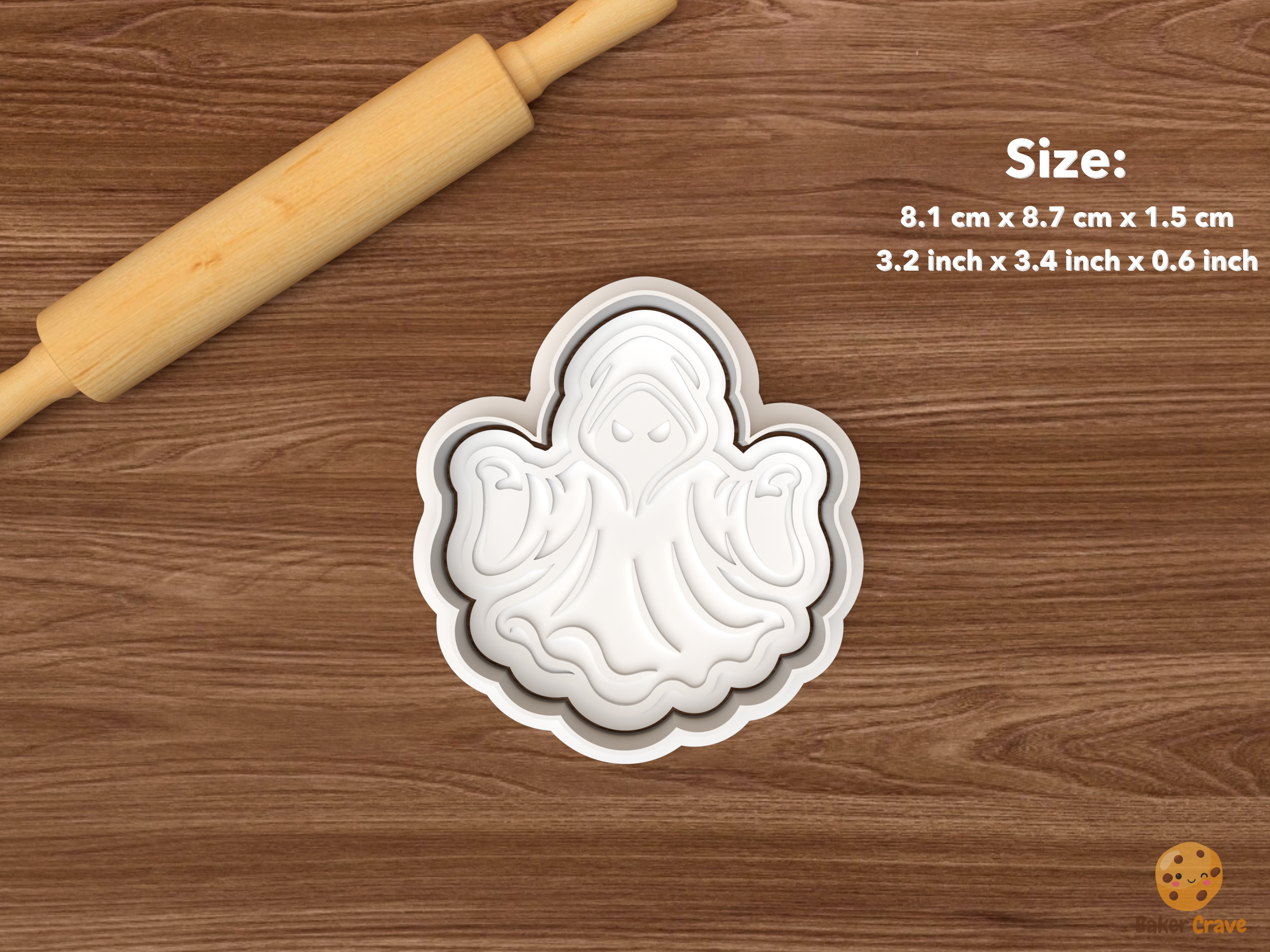 Halloween Grim Reaper Cookie Cutter Set STL File - single floating hooded reaper
