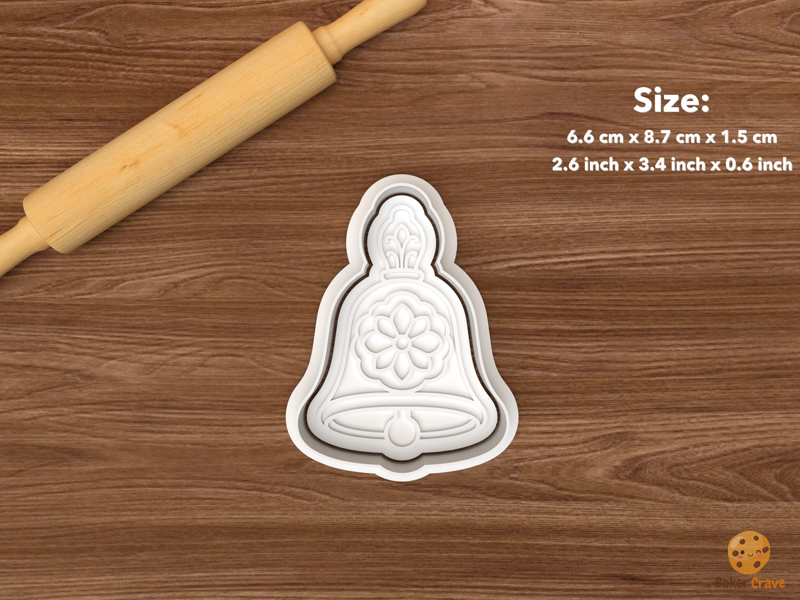 Chinoiserie Christmas Cookie Cutter Set STL File - single floral bell
