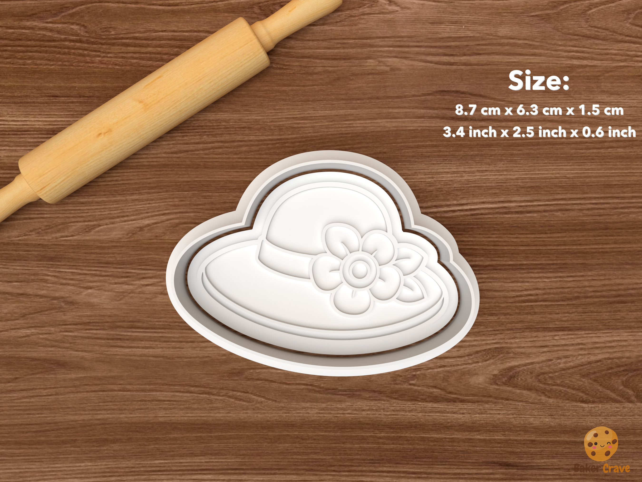 Elegant Women’s Hat Cookie Cutter Set STL File - single floral garden hat