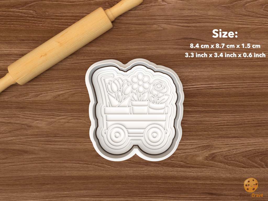 Florist Shop Cookie Cutter Set STL File - single flower cart