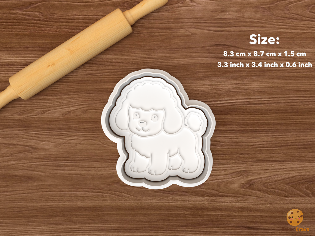 Poodle Dog Cookie Cutter Set STL File - single fluffy poodle puppy
